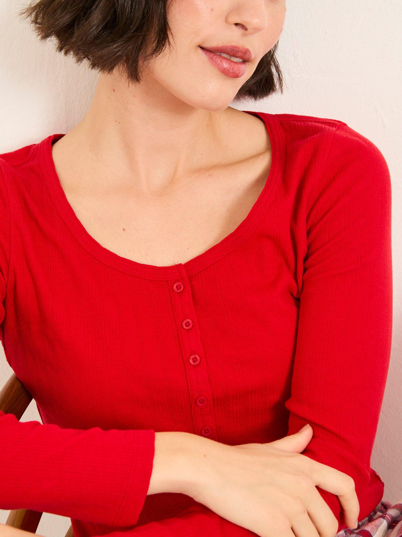 Image 4 of 6 of FatFace Hattie Henley Top - Red