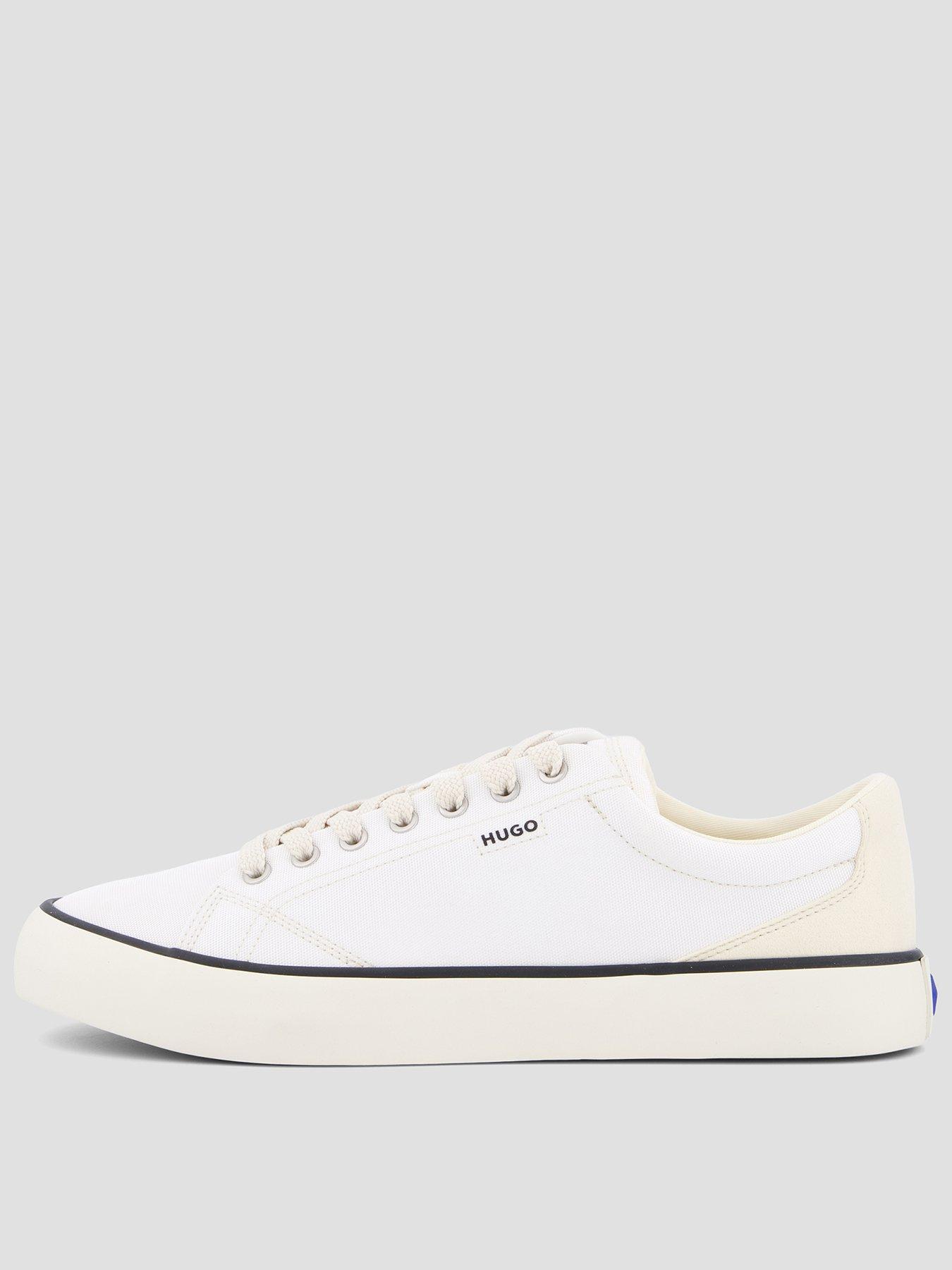 Image 1 of 7 of HUGO Blue B-Cross Tenn Canvas Trainers - White