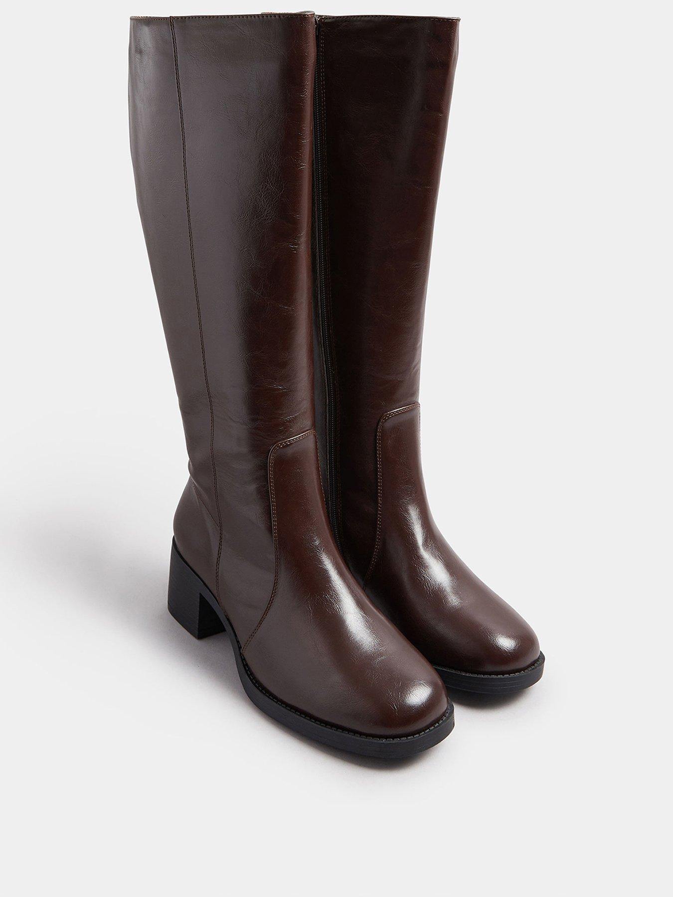 Image 2 of 4 of Yours Extra Wide Fit Square Toe Knee High Boot - Brown