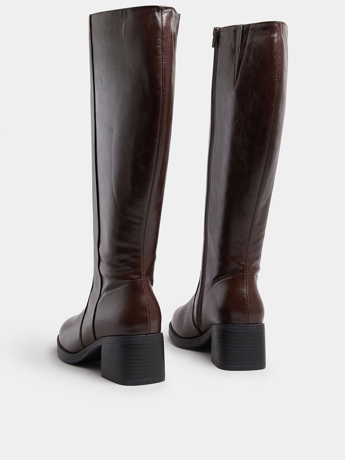Image 3 of 4 of Yours Extra Wide Fit Square Toe Knee High Boot - Brown
