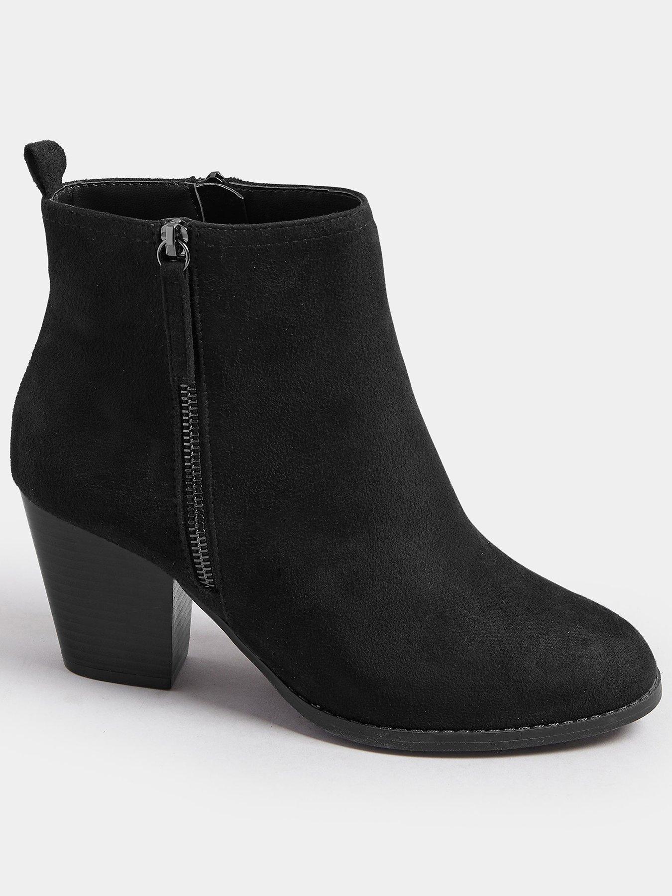 Image 1 of 4 of Yours Extra Wide Fit Micro Side Zip Heel Boot - Black