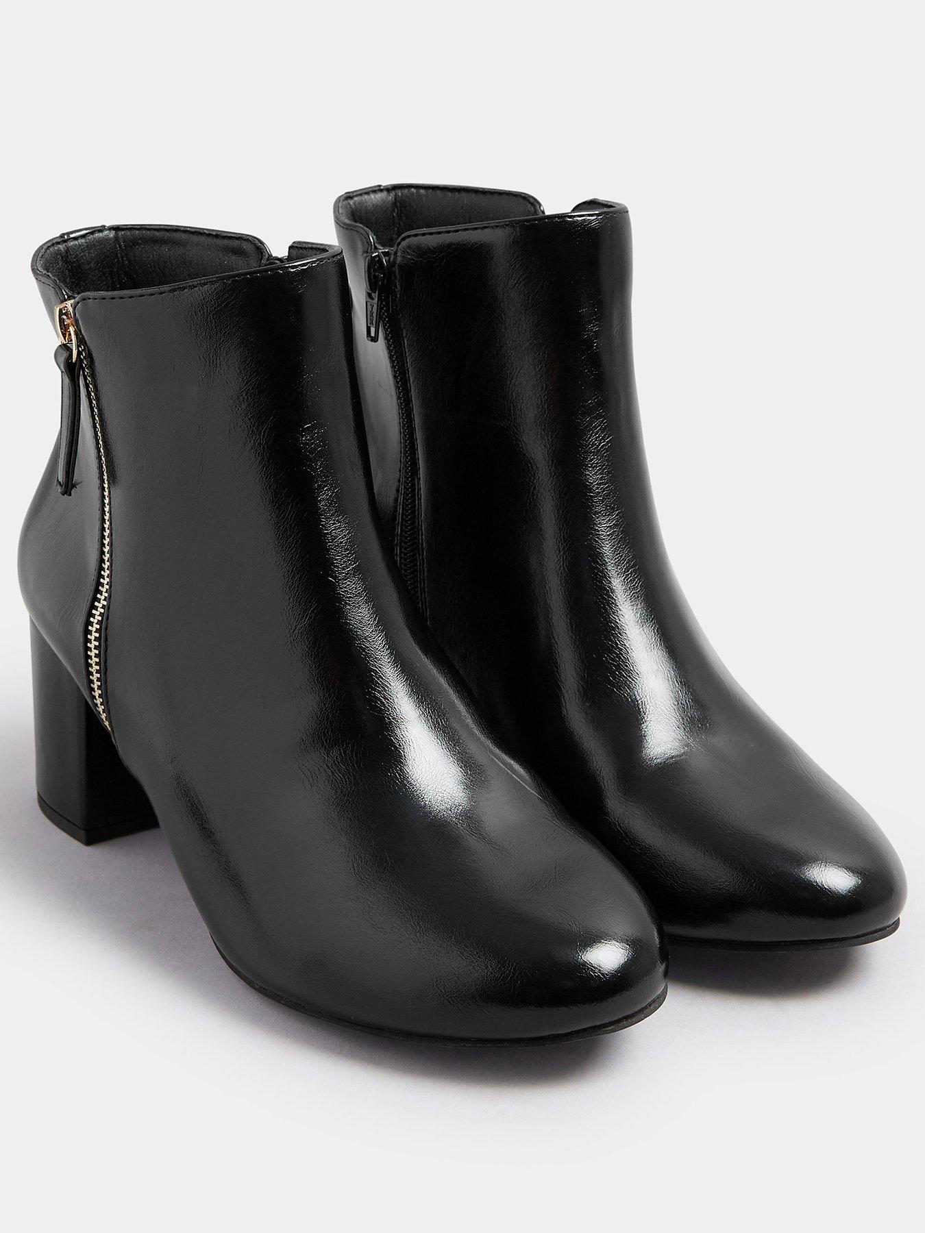 Image 2 of 4 of Yours Extra Wide Fit Pu Side Zip Block Boot - Black