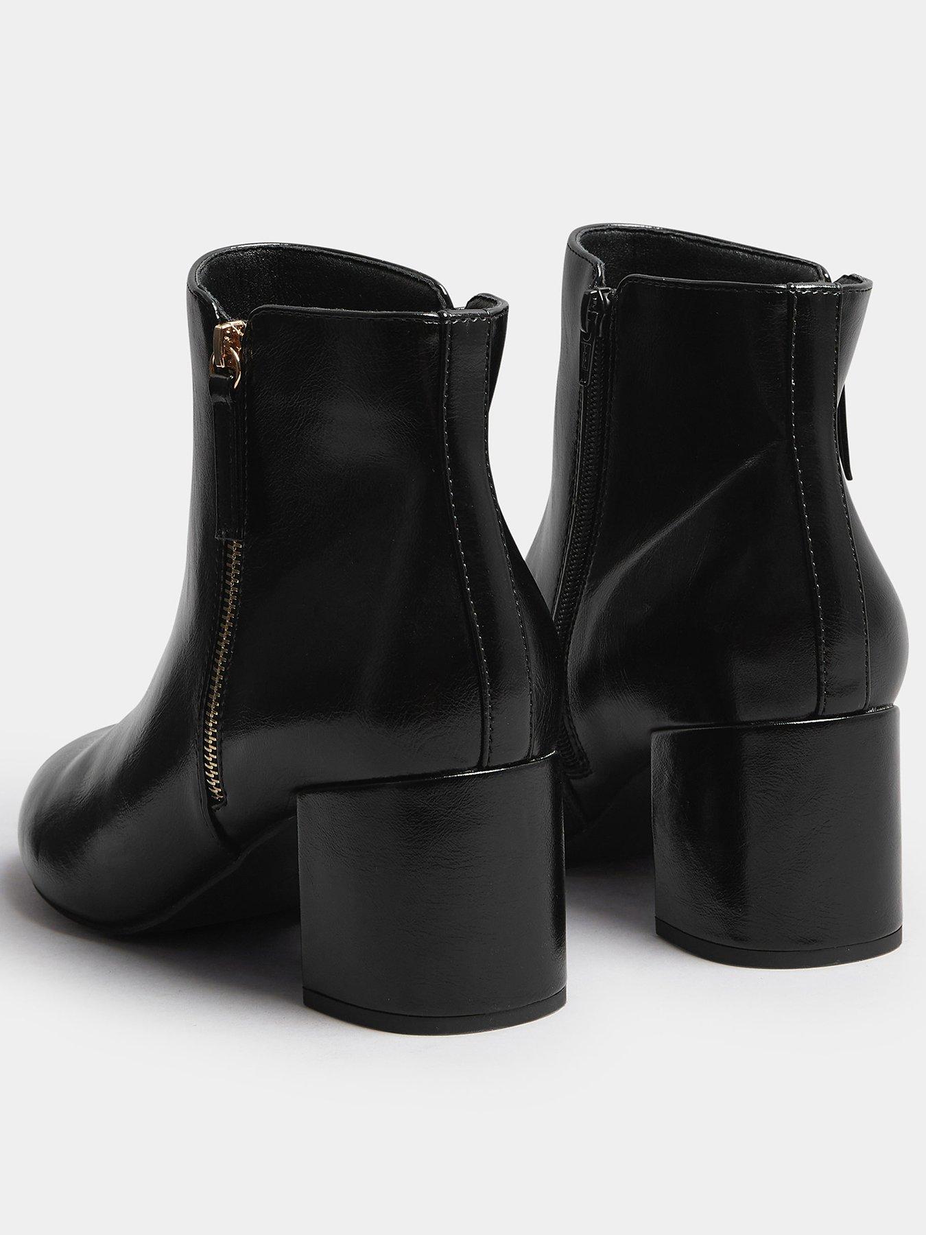 Image 3 of 4 of Yours Extra Wide Fit Pu Side Zip Block Boot - Black