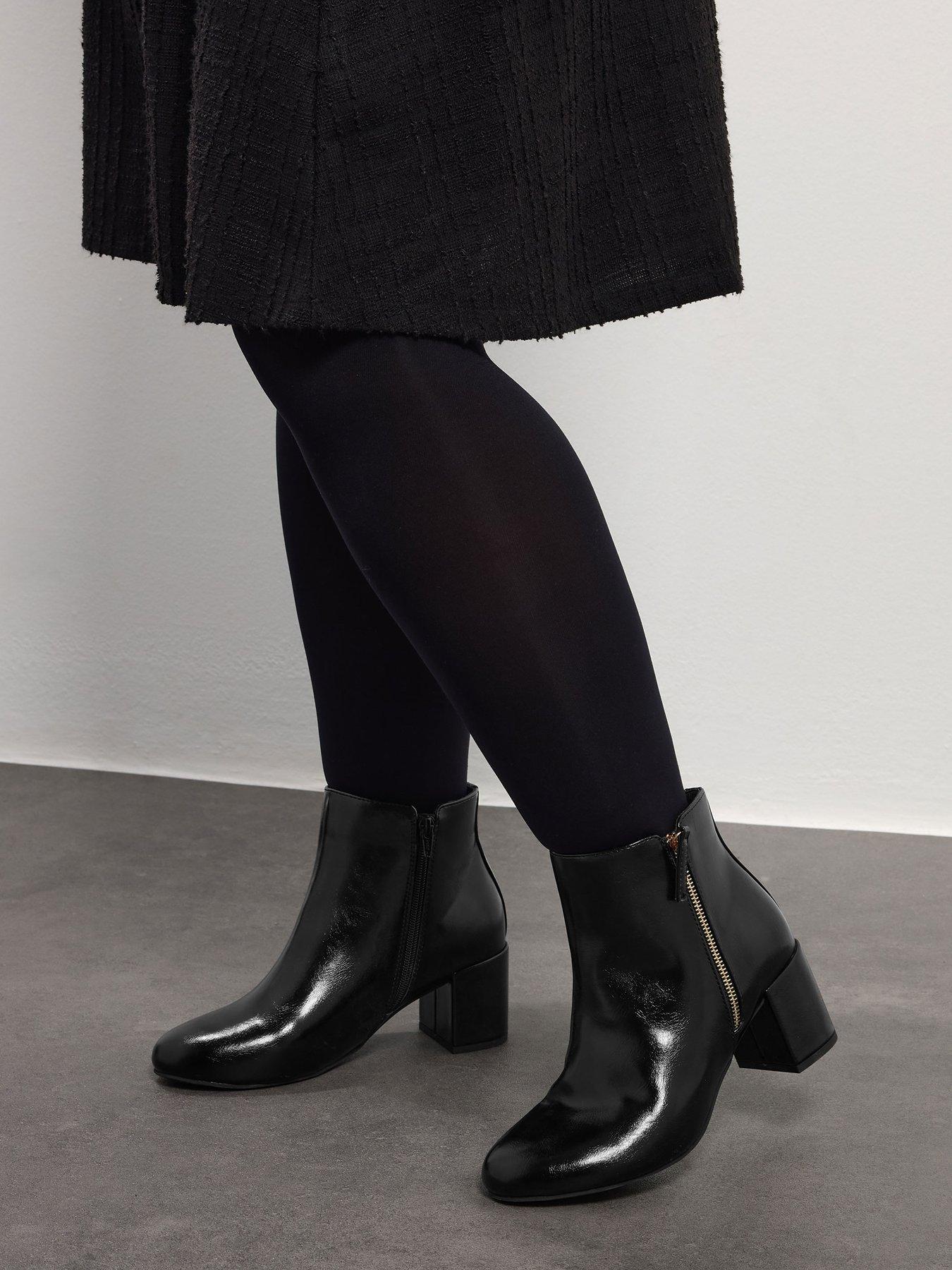 Image 4 of 4 of Yours Extra Wide Fit Pu Side Zip Block Boot - Black