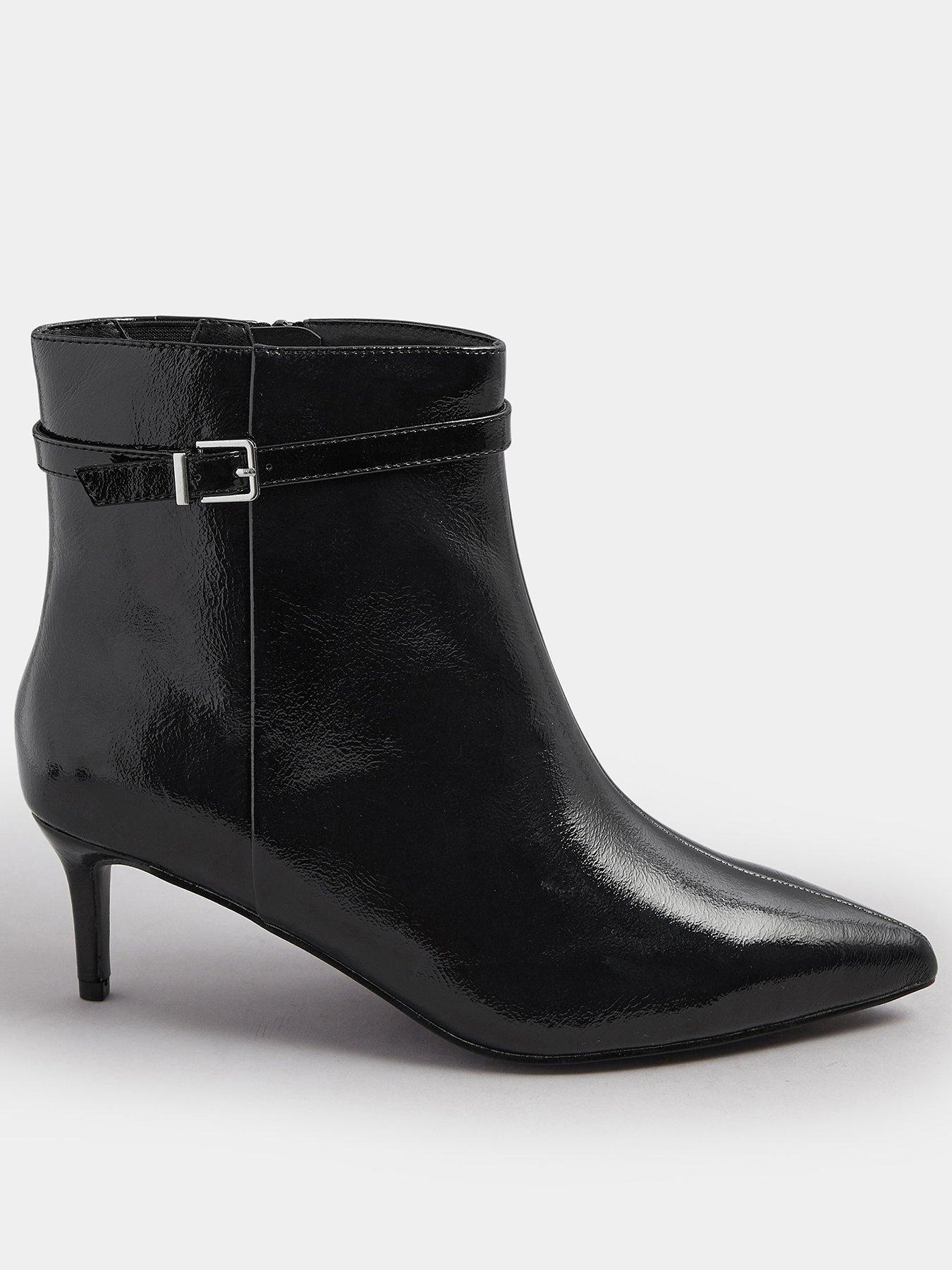 Yours Extra Wide Fit Point Kitten Buckle Boot - Black | Very