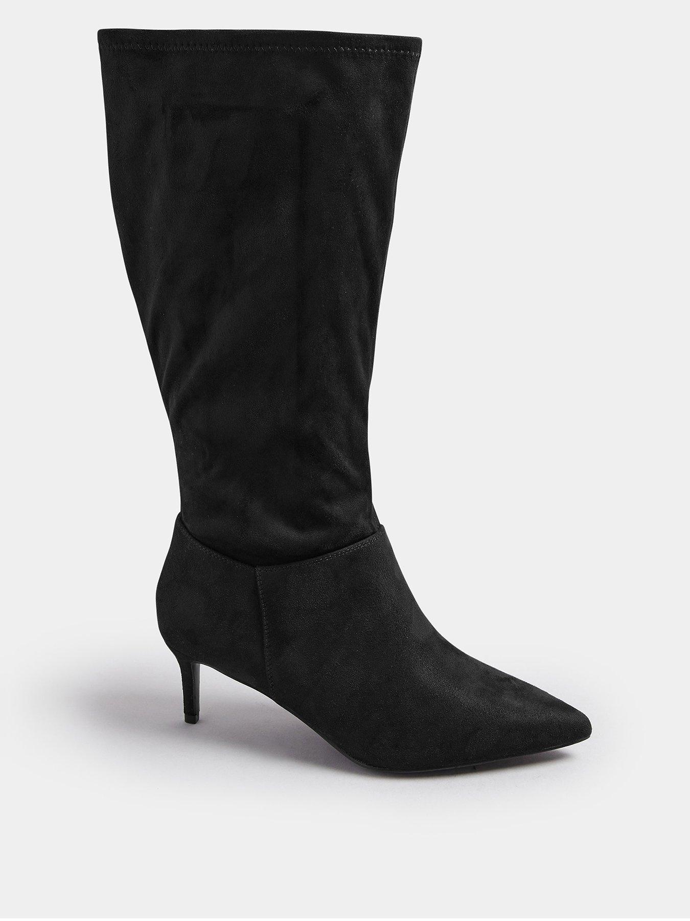 Yours Extra Wide Fit Point Knee Heel - Black