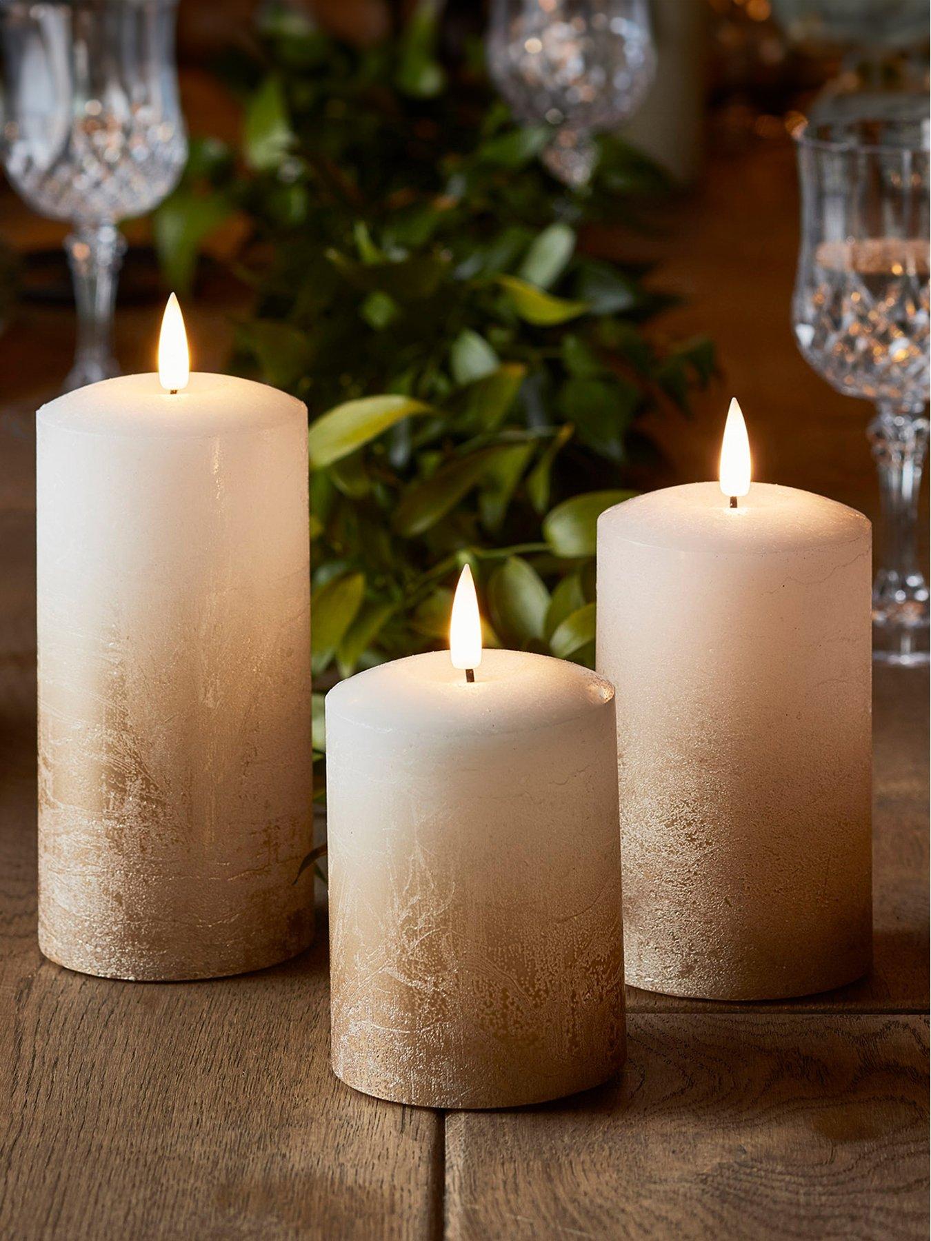 Lights4Fun TruGlow Bronze Ombre LED Pillar Candle Trio
