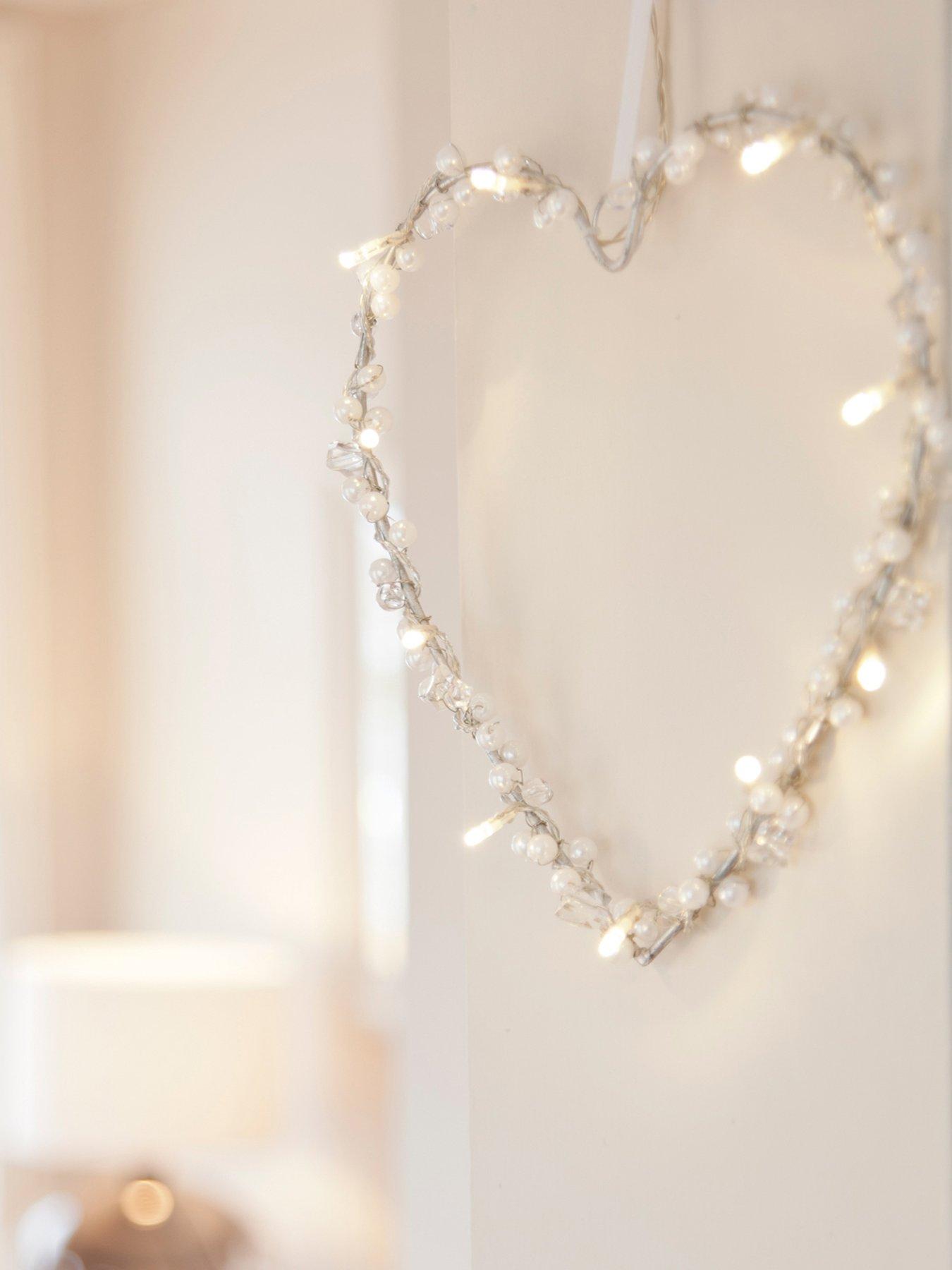 Lights4Fun Heart Battery Fairy Light Wreath