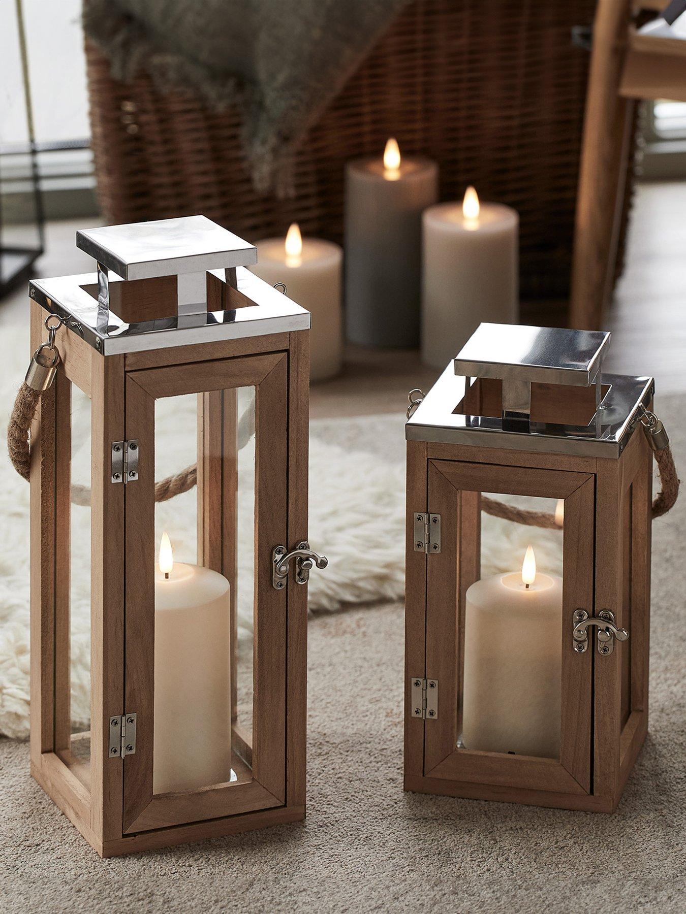 Lights4Fun Set of 2 Salcombe Lanterns with TruGlow Candles