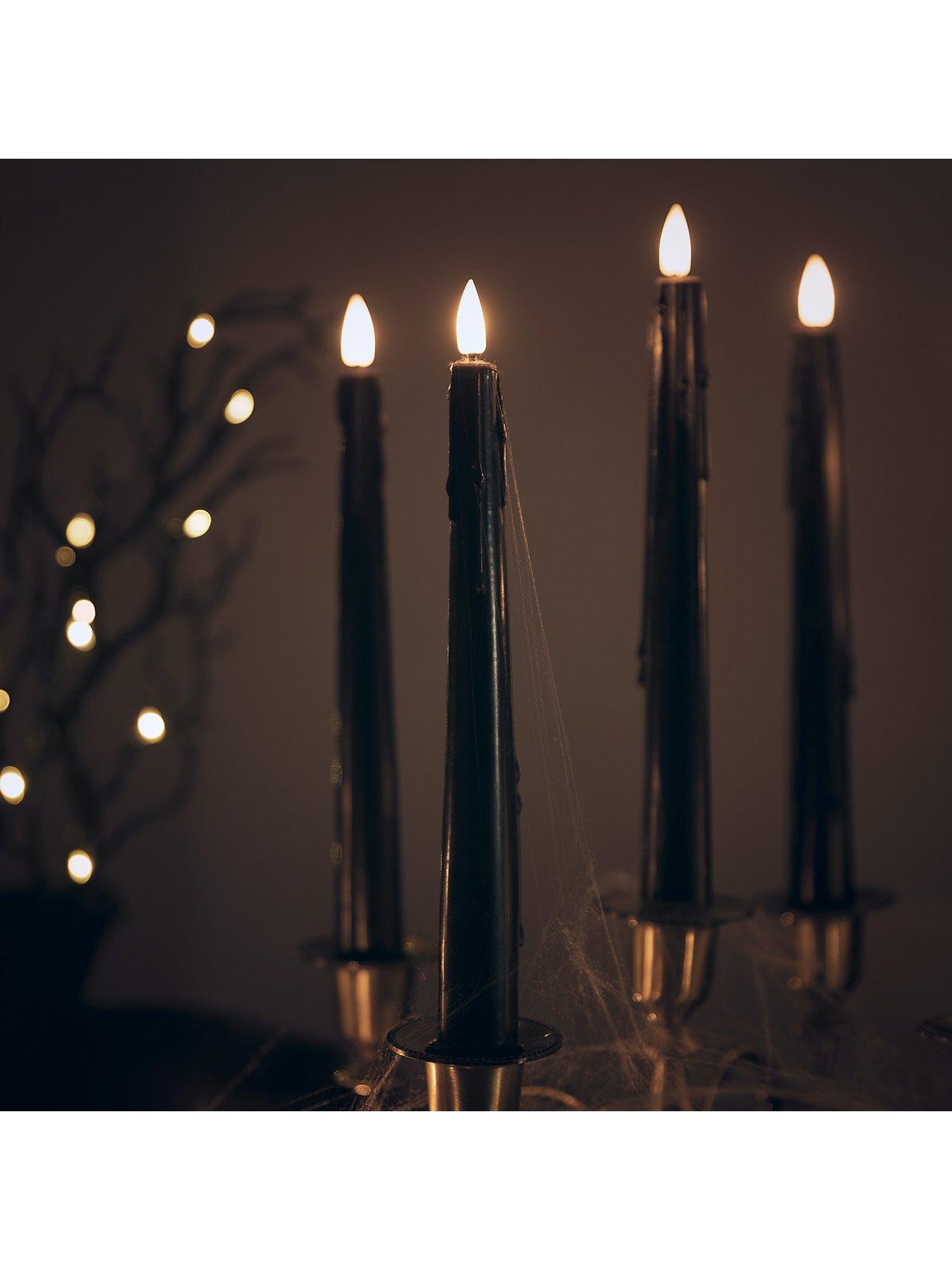 Lights4fun TruGlow® Set di 3 Candele a LED Fiamma Tremolante in Vera Cera Arancione, Grigio e Verde a Pile con Timer e Telecomando Decorazione Autunnale per Interni