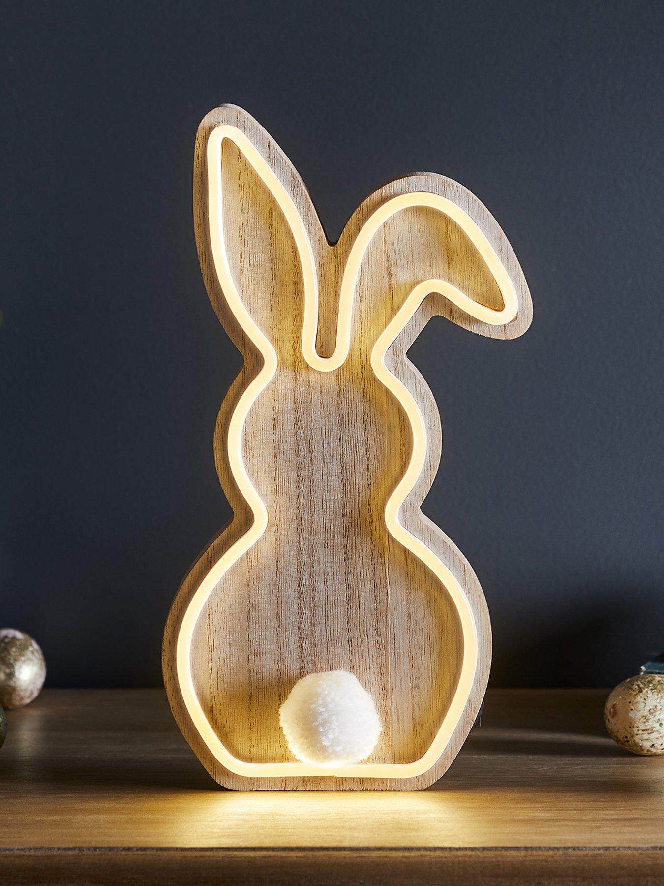 Lights4Fun Wooden Bunny Neon Light