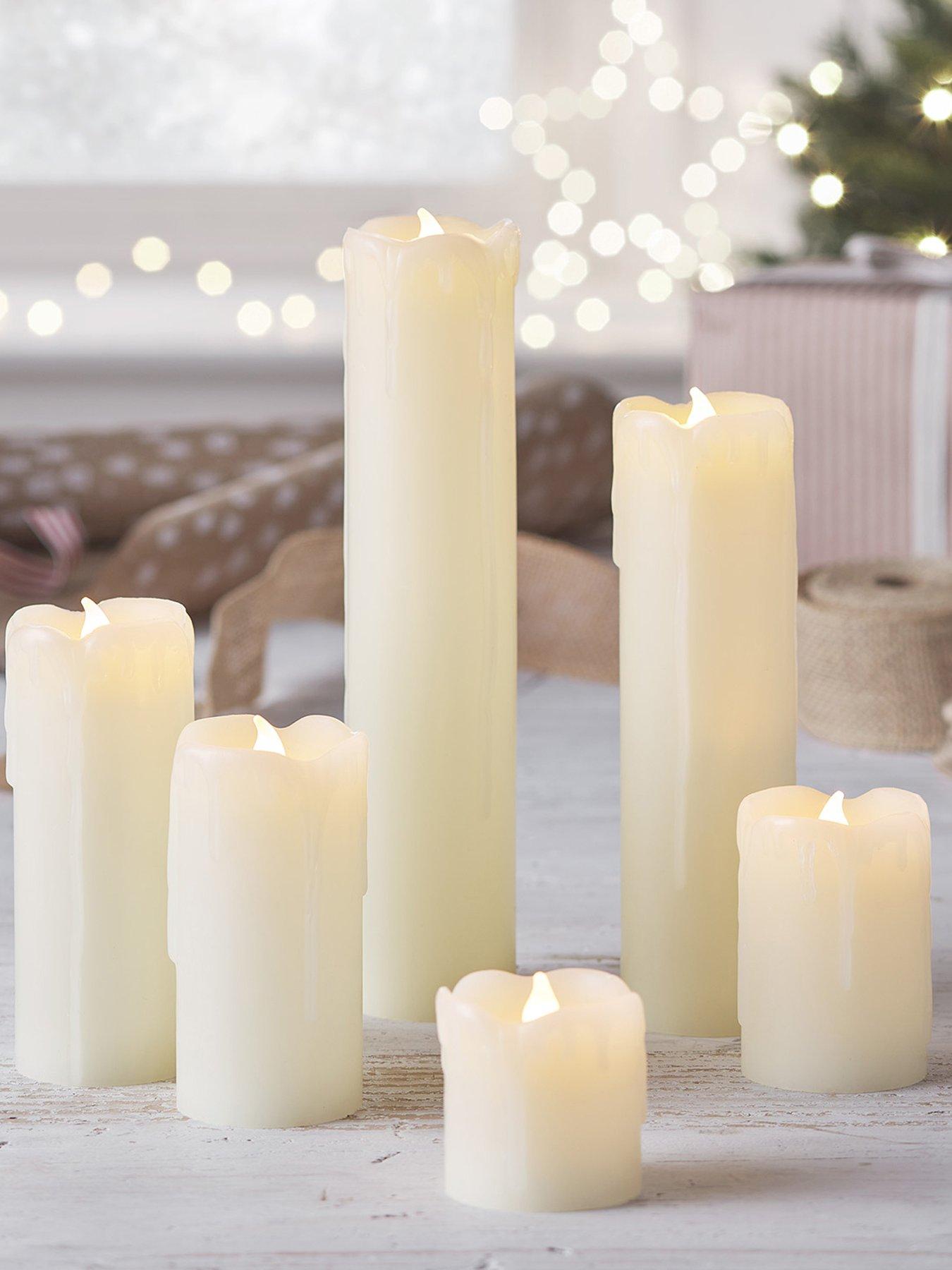 Lights4Fun 6 Slim LED Battery Candles With Dripping Wax