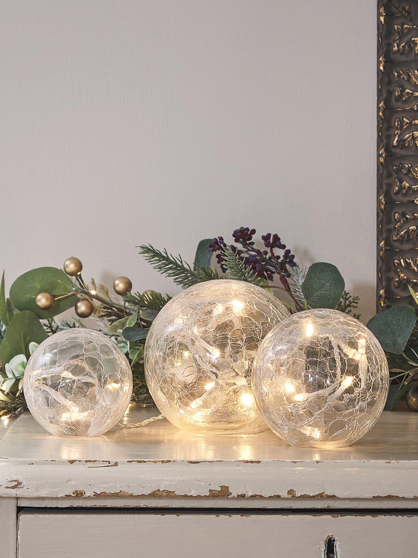 Lights4Fun 3 Clear Glass Fairy Light Orbs