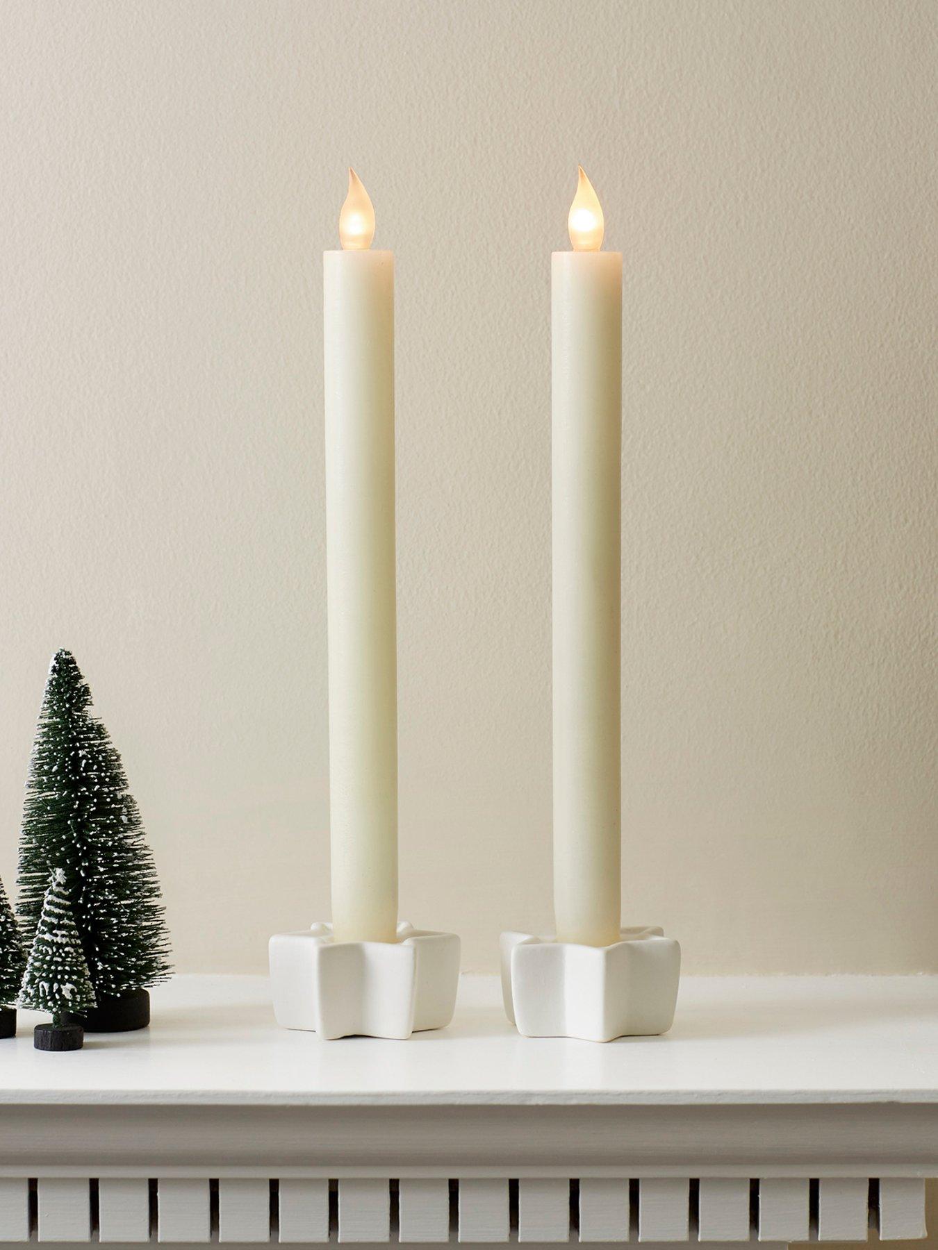 Lights4Fun 2 Ivory LED Taper Candles