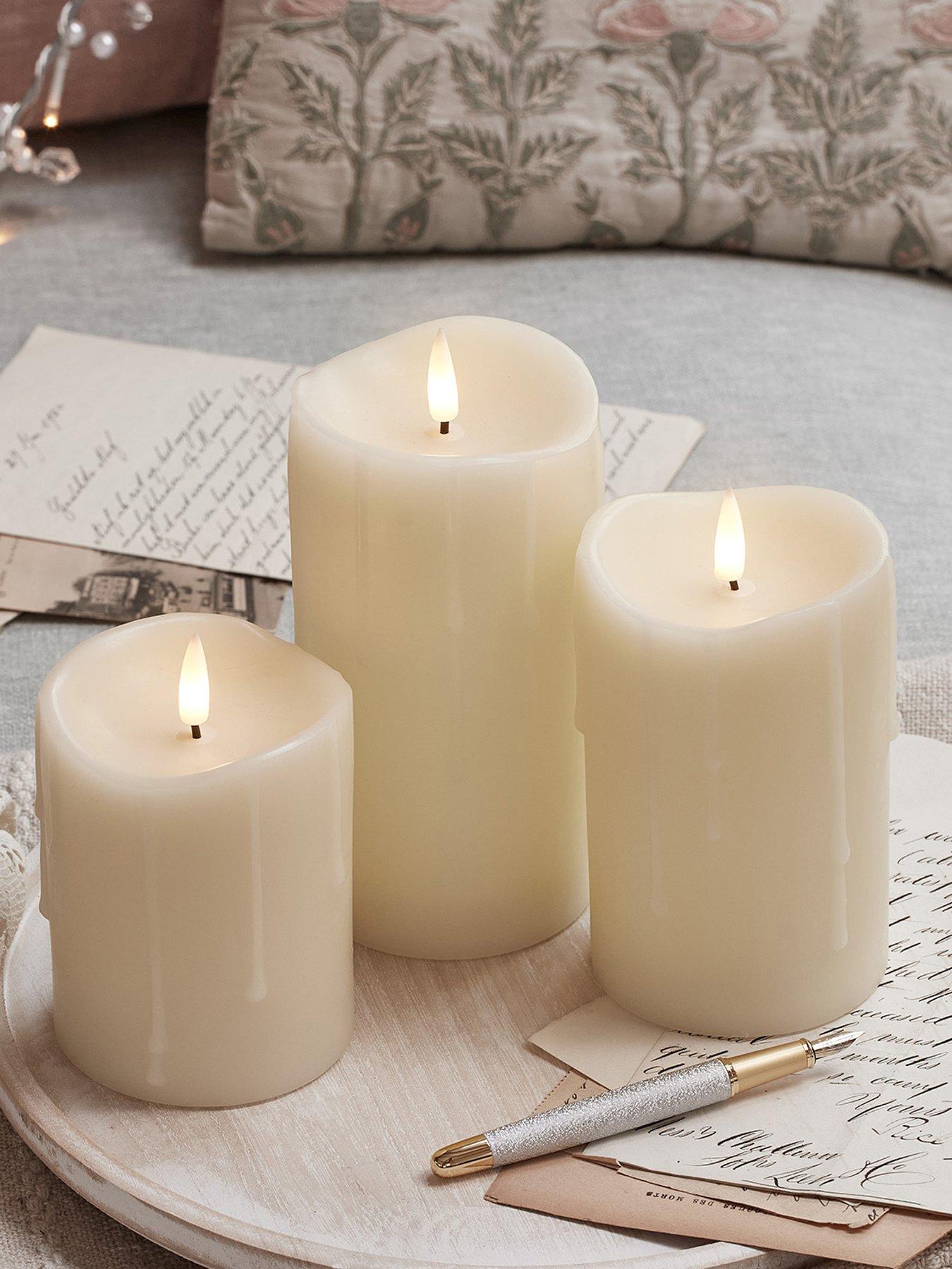 Lights4Fun TruGlow Dripping Wax LED Pillar Candle Trio