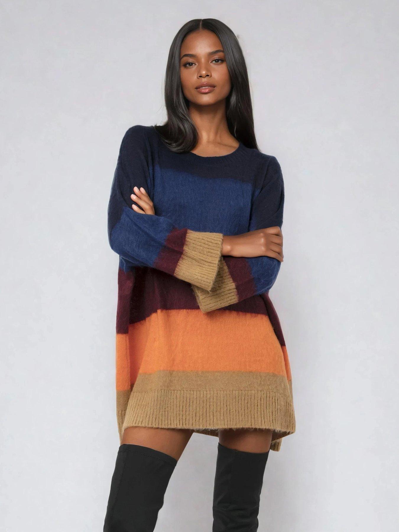 Religion Crescent Tunic Jumper Stripe Dress - Blue