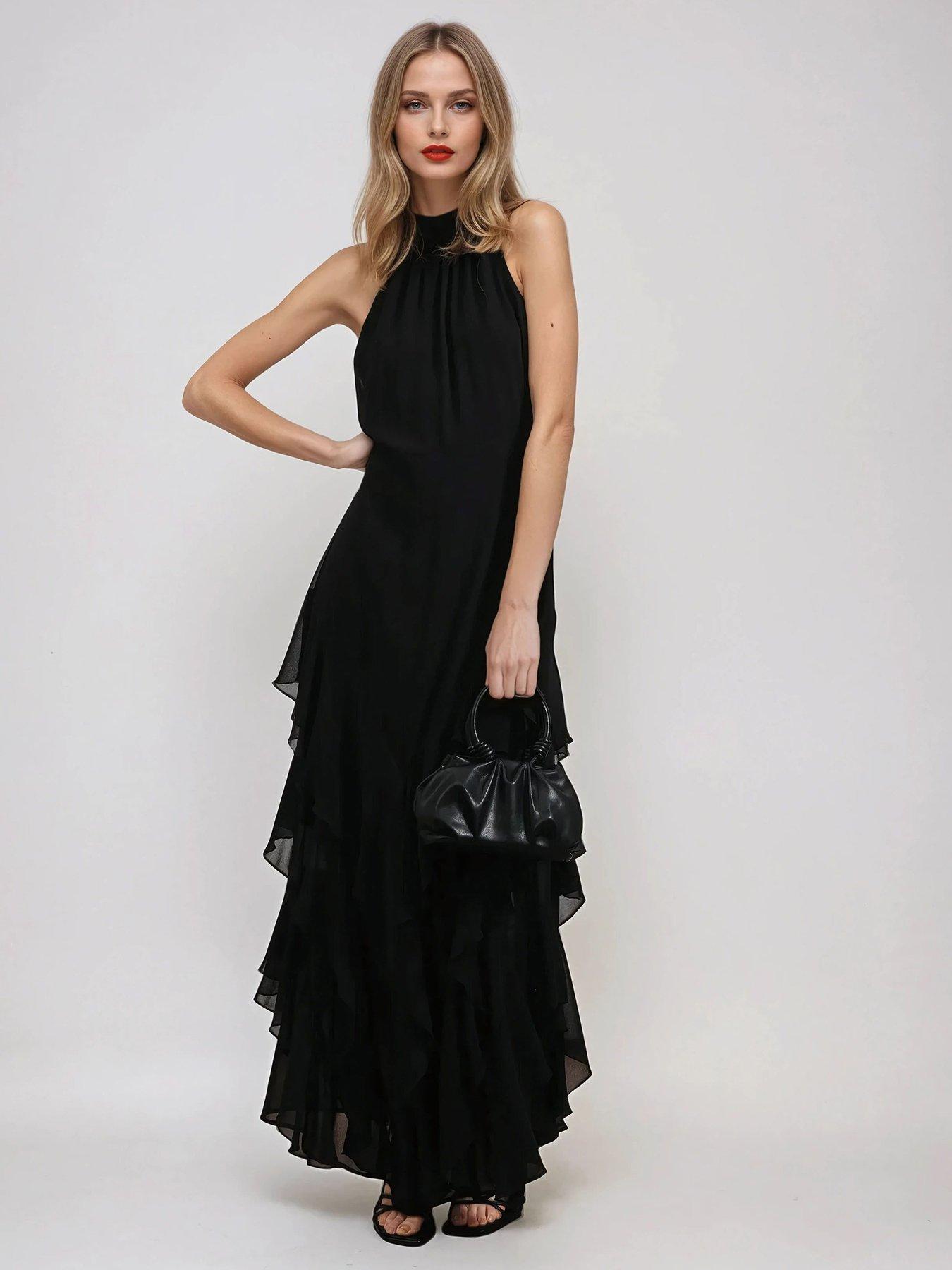 religion-taylor-ruffle-skirt-maxi-dress-black