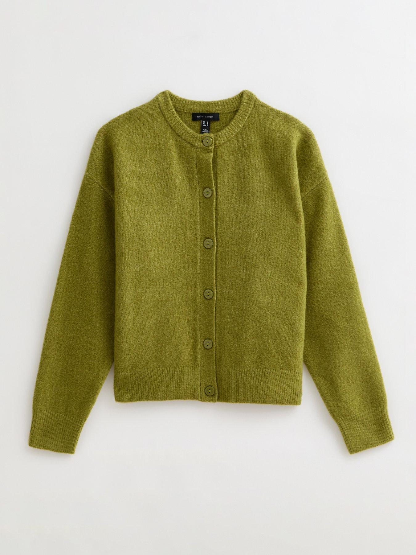 Image 6 of 6 of New Look Green Crew Neck Knit Cardigan