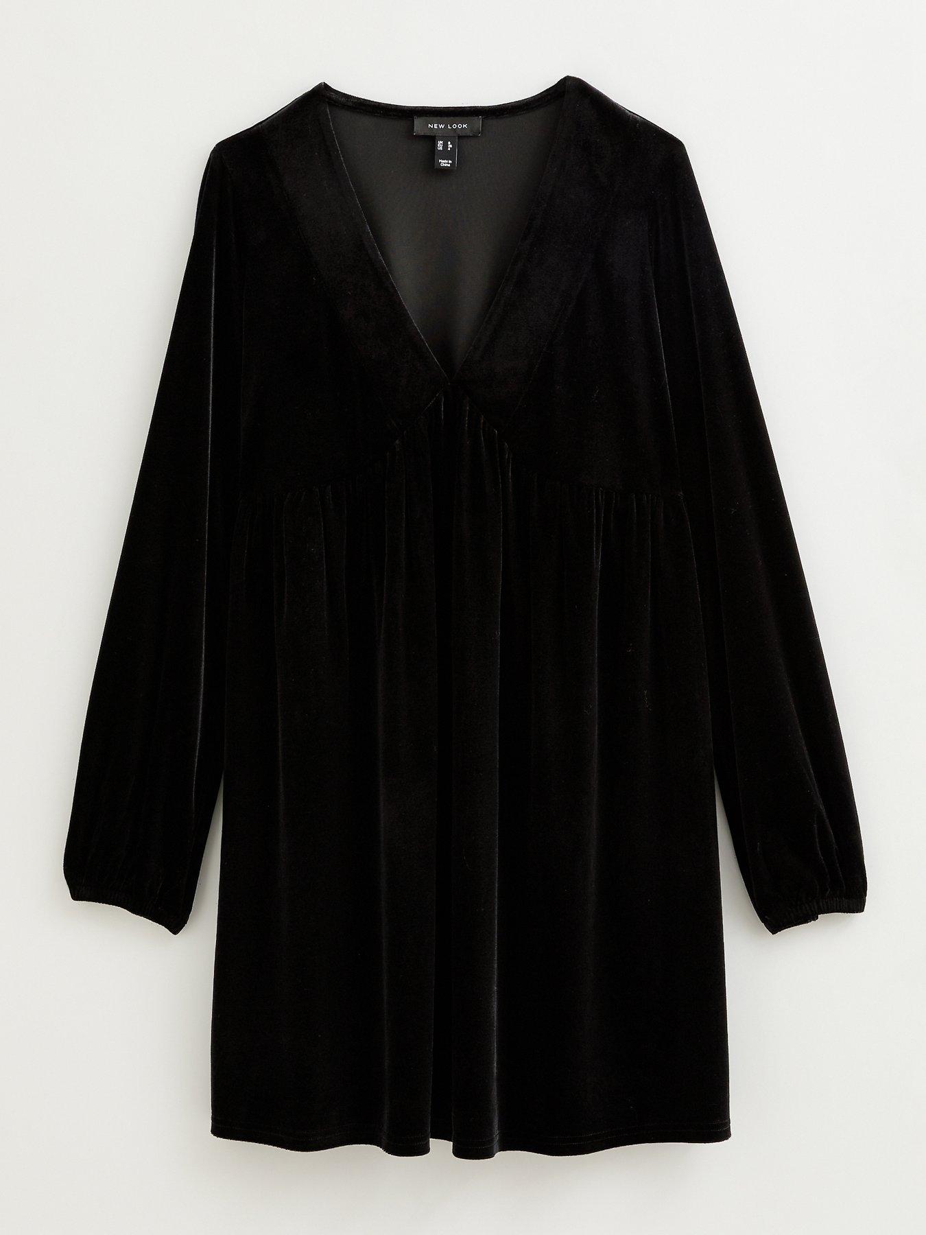 New Look Velvet Smock Mini Dress - Black | Very