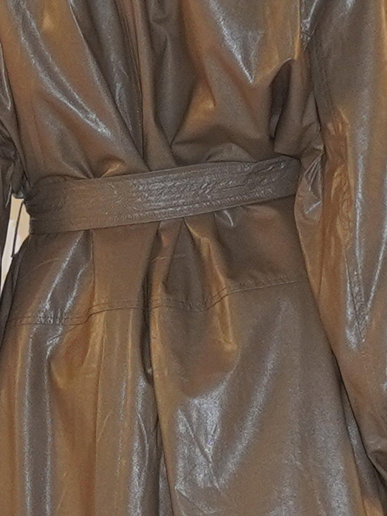 Image 5 of 6 of Religion Grace Oversized Faux Leather Belted Mac - Natural