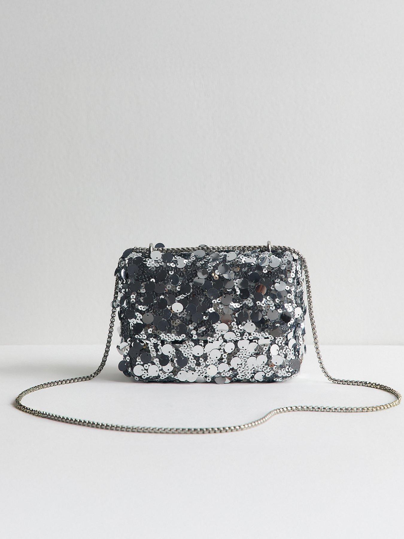 New Look Silver Sequin Cross Body Bag - Grey