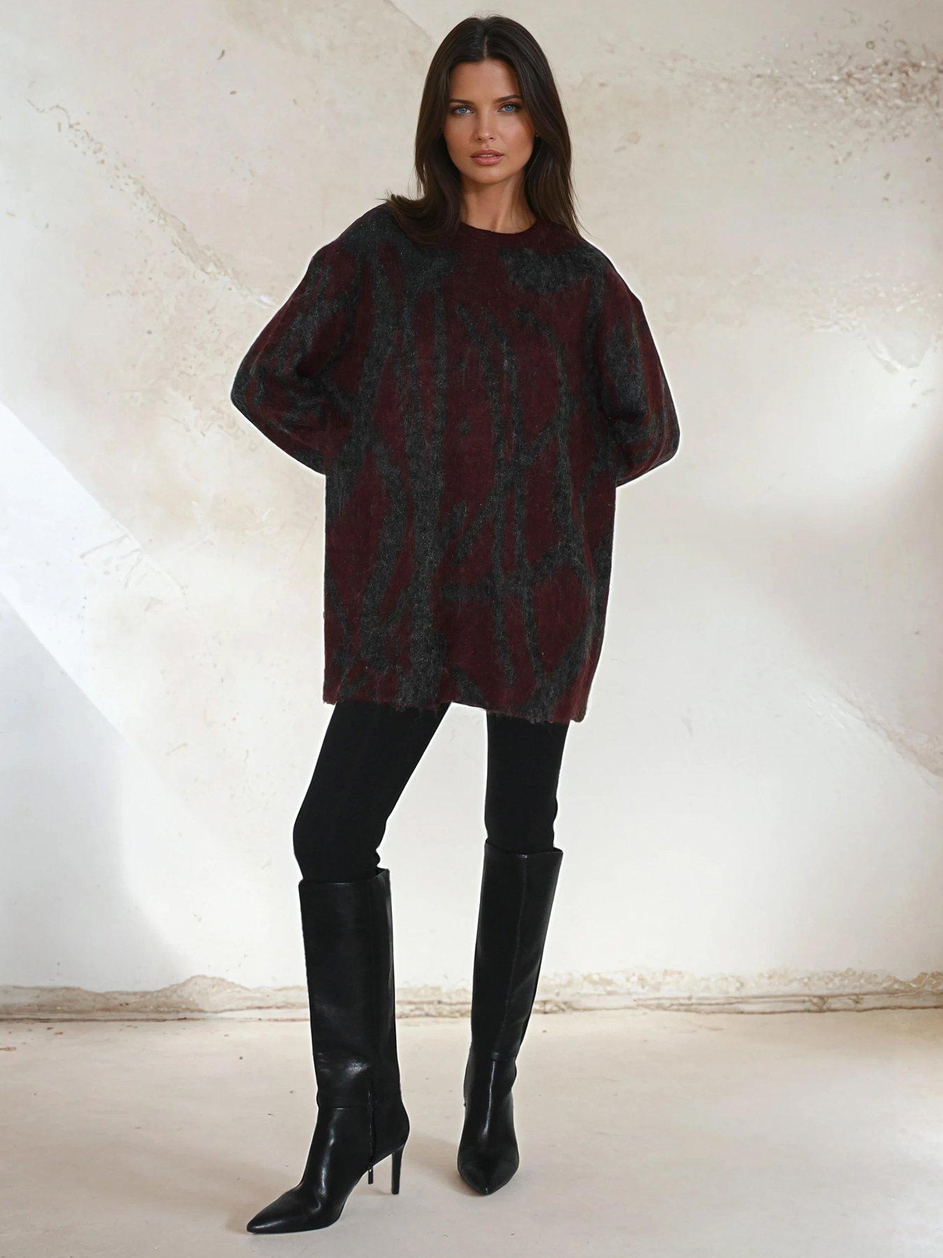 Religion Maya Abstract Stripe Jumper Dress - Grey