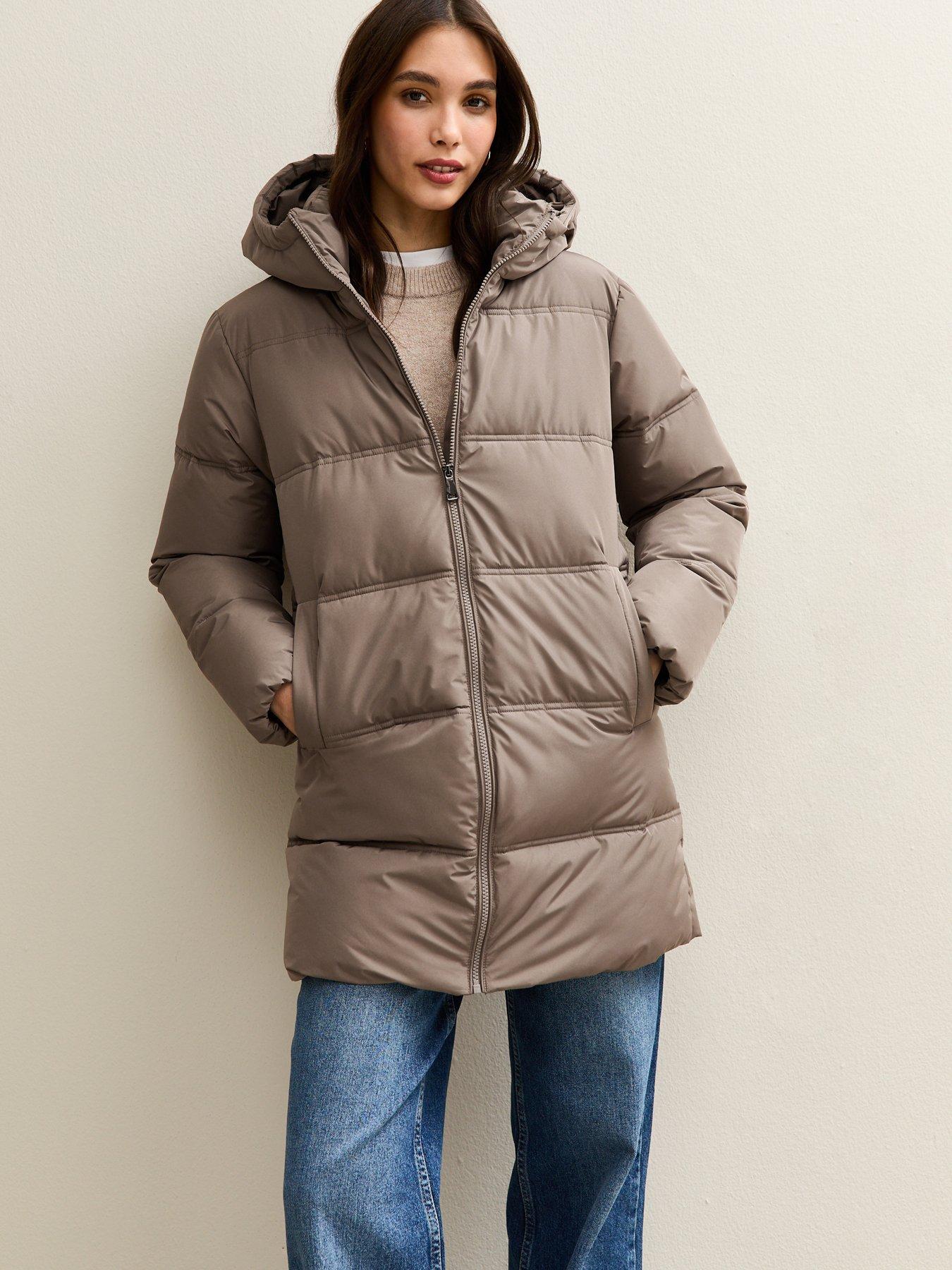New Look Mink Midi Length Puffer Jacket
