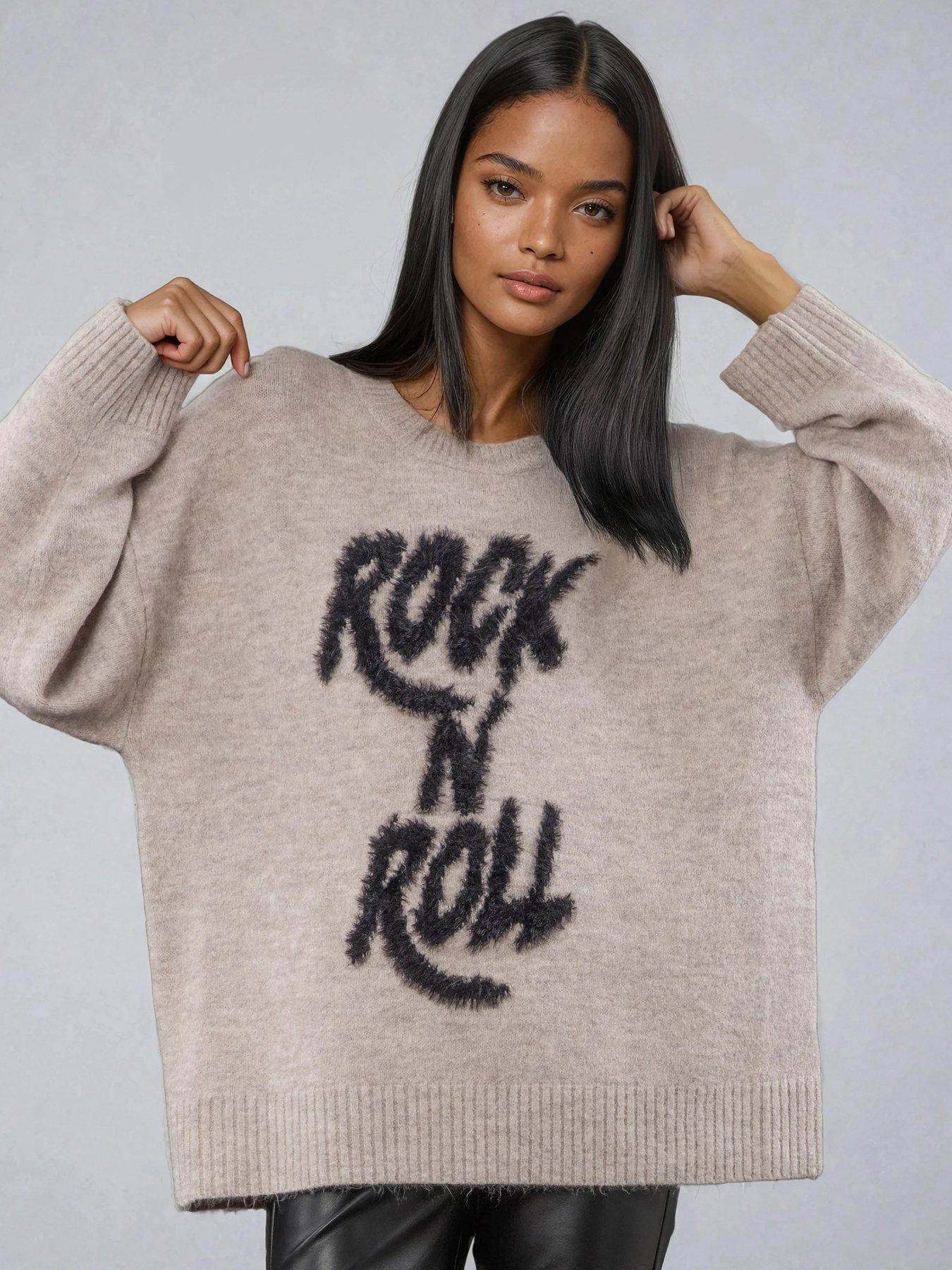 Image 4 of 6 of Religion Hatty Oversized Rock N' Roll Jumper  - Nude