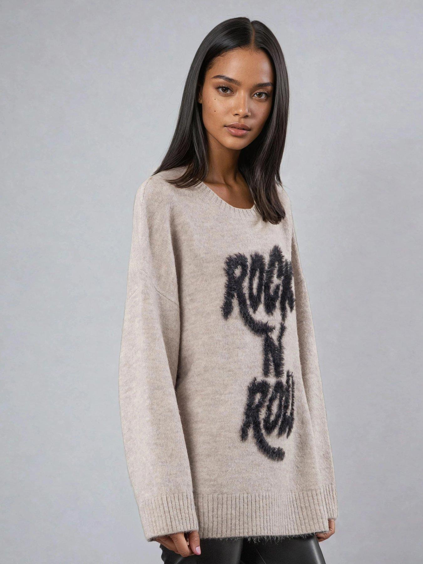 Image 5 of 6 of Religion Hatty Oversized Rock N' Roll Jumper  - Nude