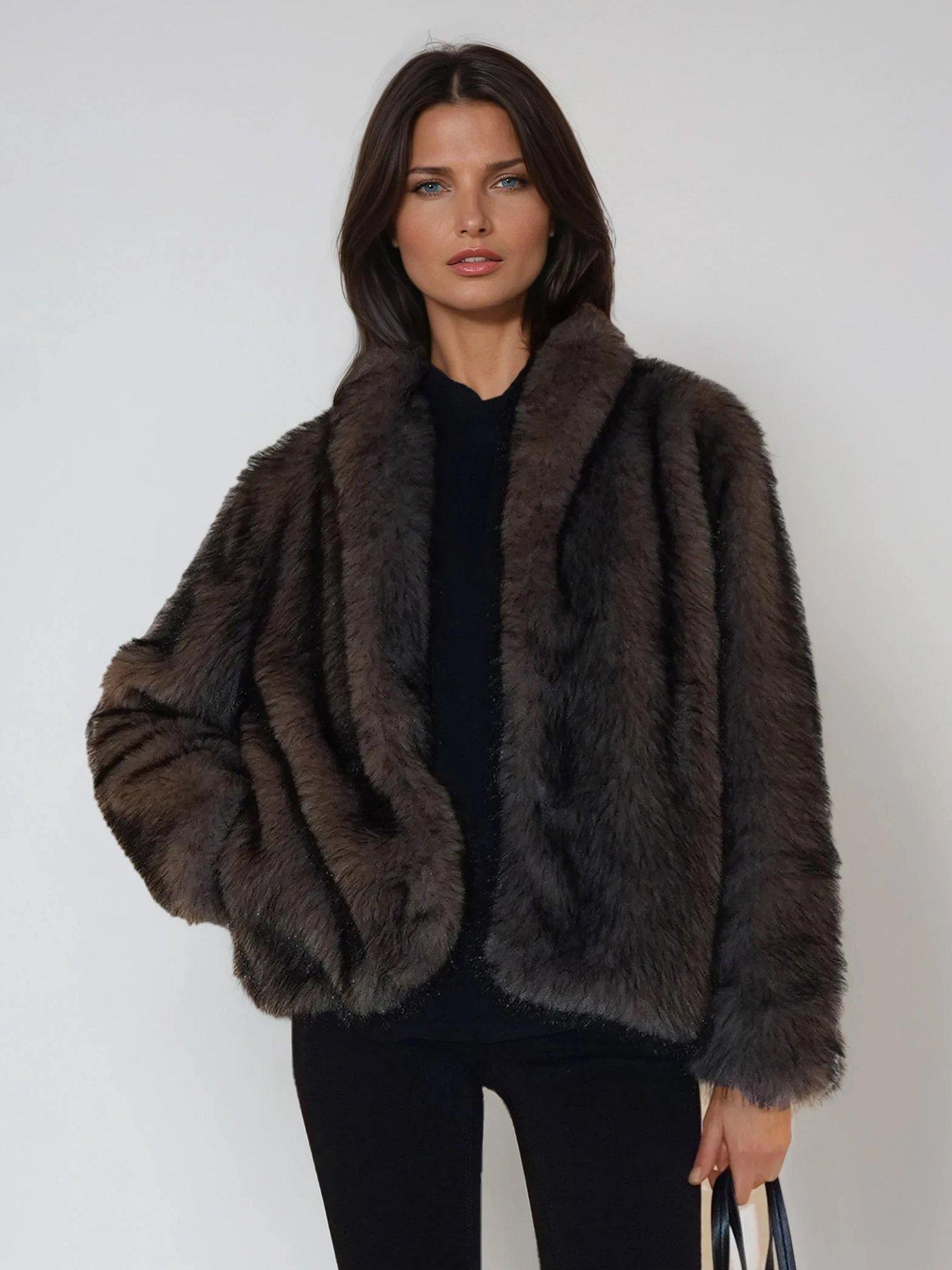 undefined Short Luna Faux Fur Coat - Brown
