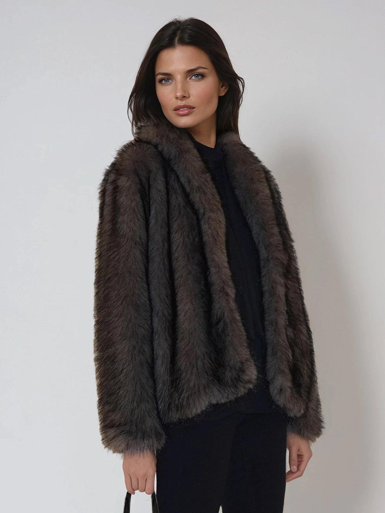 Religion Short Luna Faux Fur Coat Brown Very