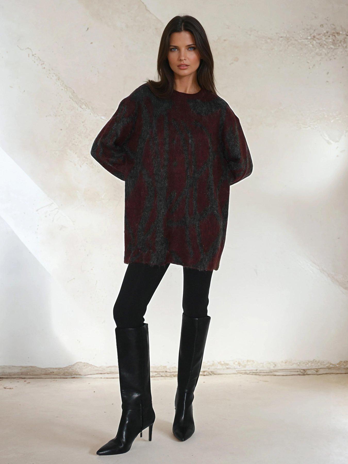 Religion Maya Zip Through Abstract Stripe Jacquard Cardigan - Grey