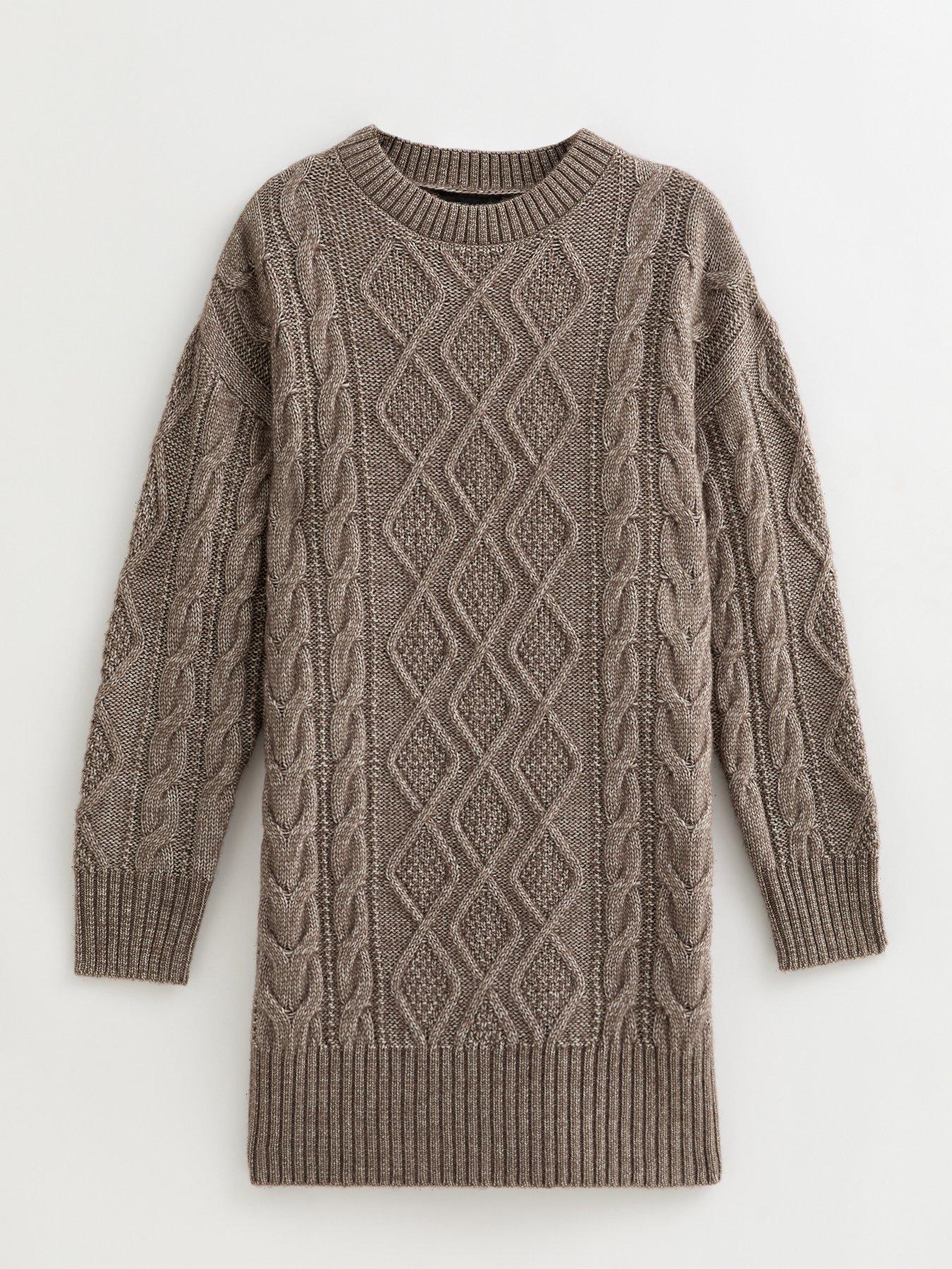 Image 6 of 6 of New Look Mink Cable Knit Crew Mini Dress