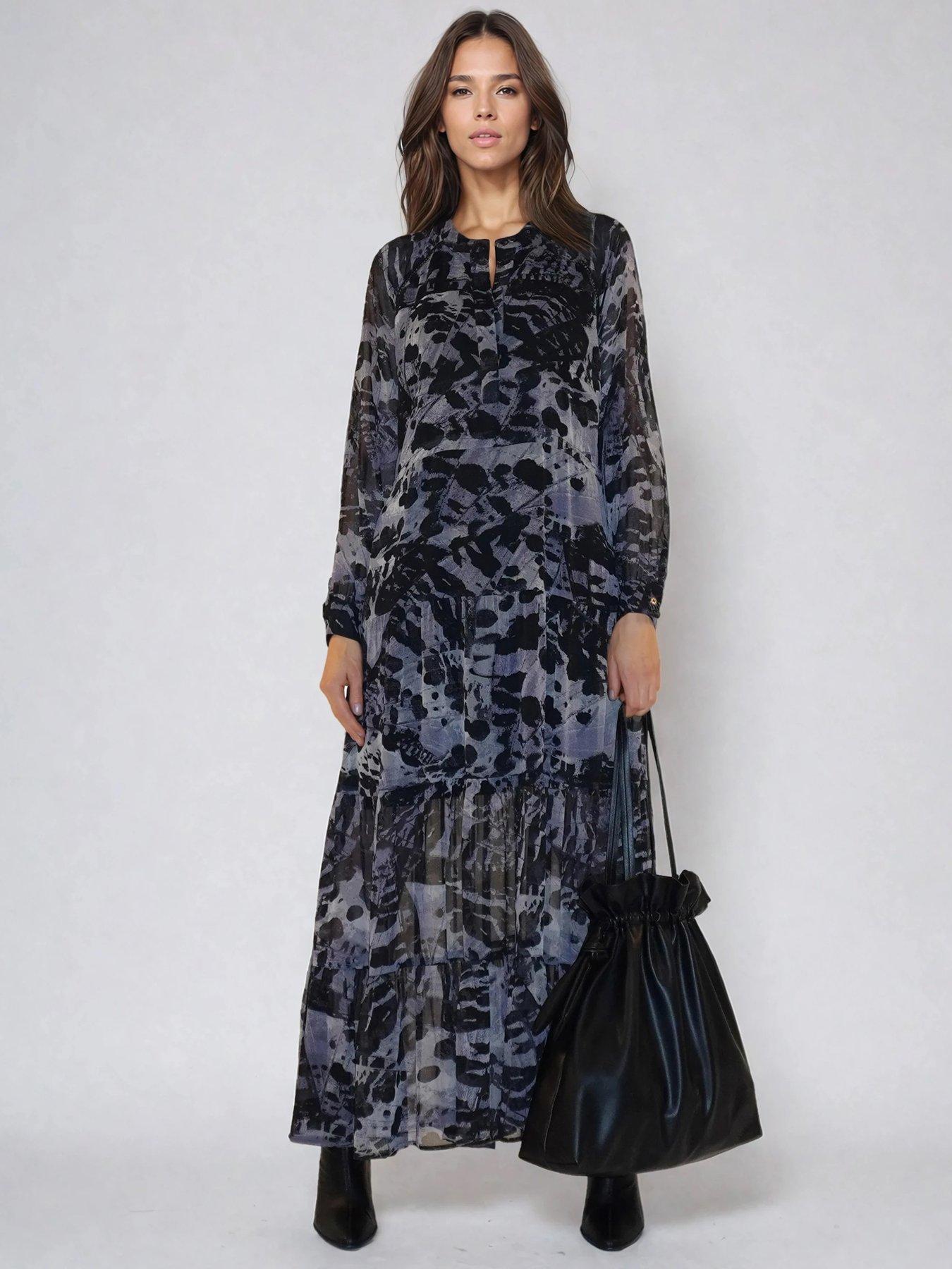 Religion Loose Zoe Animal Print Maxi Dress - Grey