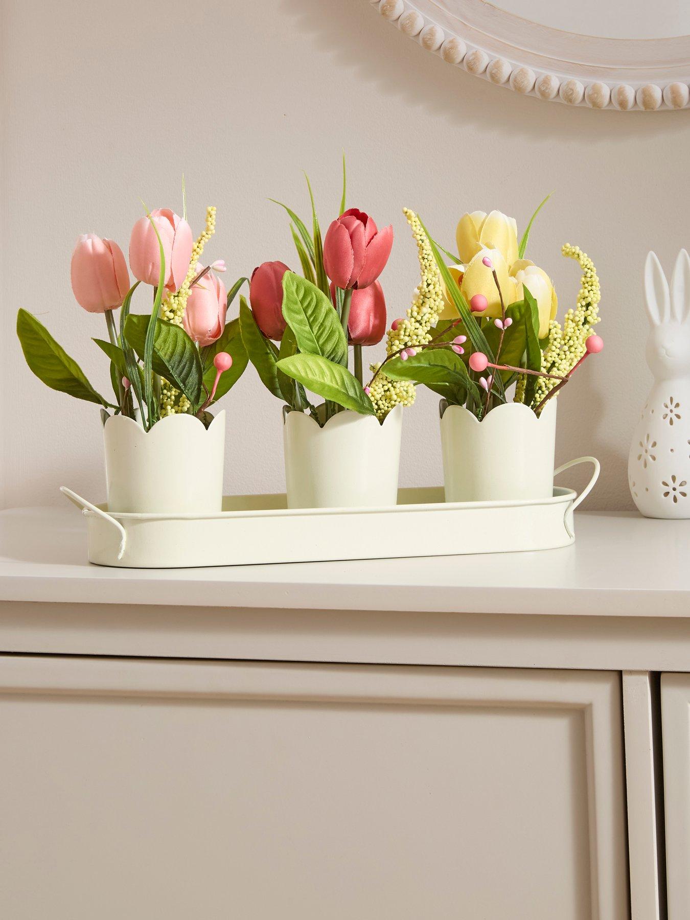 Very Home set 3 faux tulip in pot