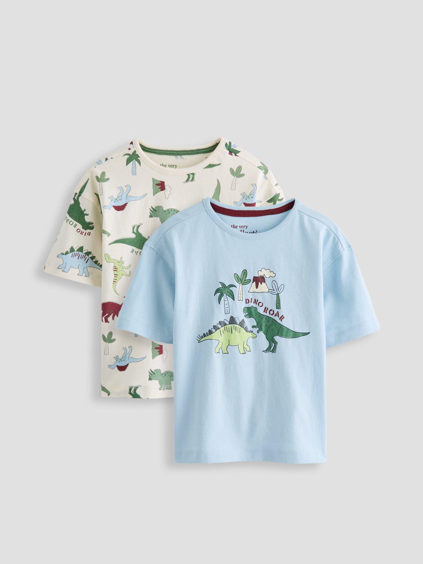 The Very Collection Boys 2 Pack Dino Print Short Sleeve T-shirts - Multi