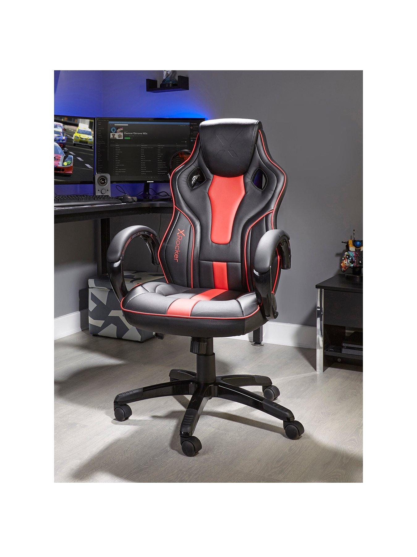 Image 2 of 7 of X Rocker Gaming Bundle Carbon Tek LED Desk and Maverick Office Gaming Chair - Red