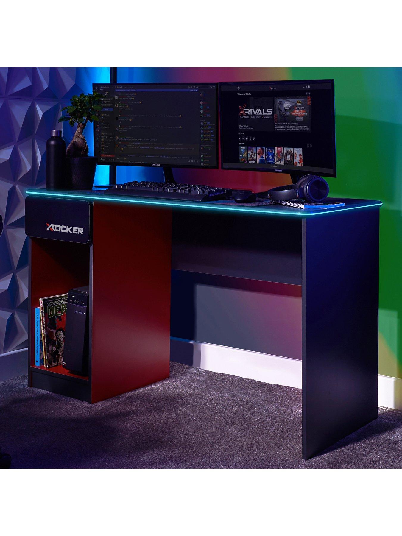 Image 5 of 7 of X Rocker Gaming Bundle Carbon Tek LED Desk and Maverick Office Gaming Chair - Red