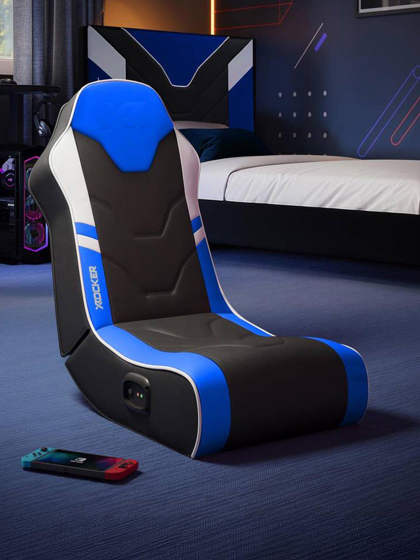 Image 1 of 7 of X Rocker Shadow 2.0 Audio Floor Rocker Gaming Chair for Kids - Blue / Black