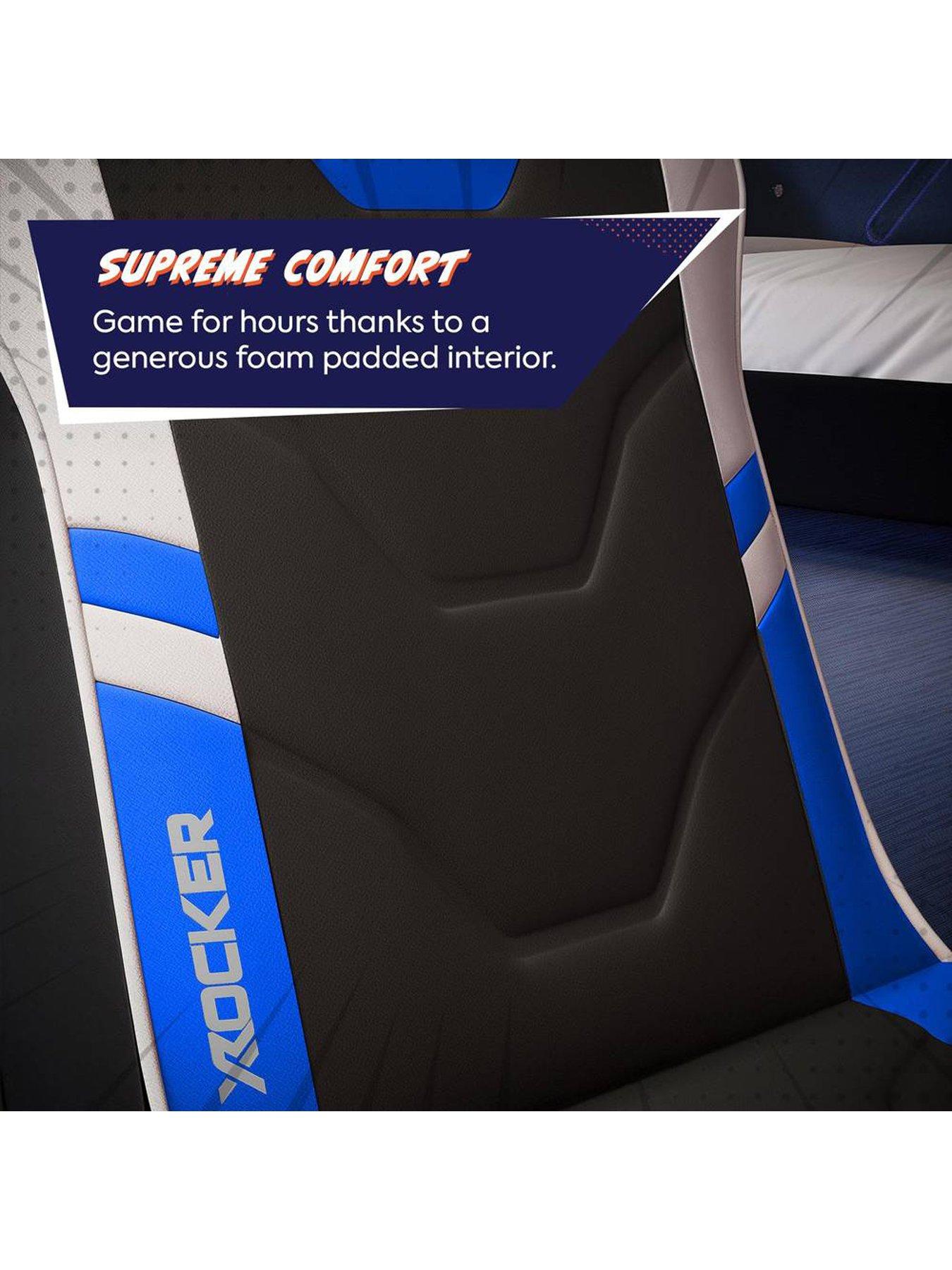 Image 4 of 7 of X Rocker Shadow 2.0 Audio Floor Rocker Gaming Chair for Kids - Blue / Black