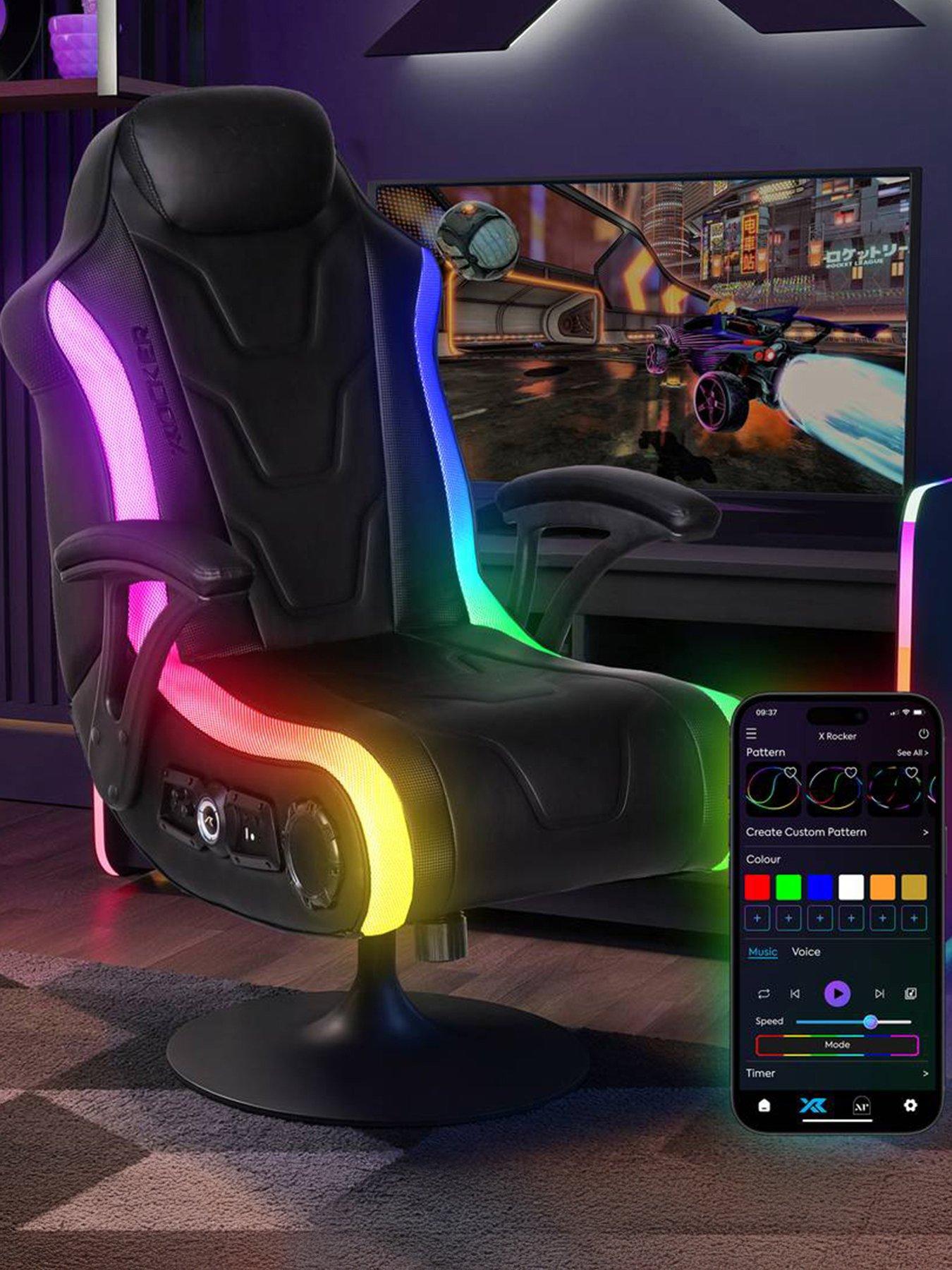 X Rocker X Rocker Monsoon 4.1 Audio LED Console Gaming Chair with App-Controlled LED - Black