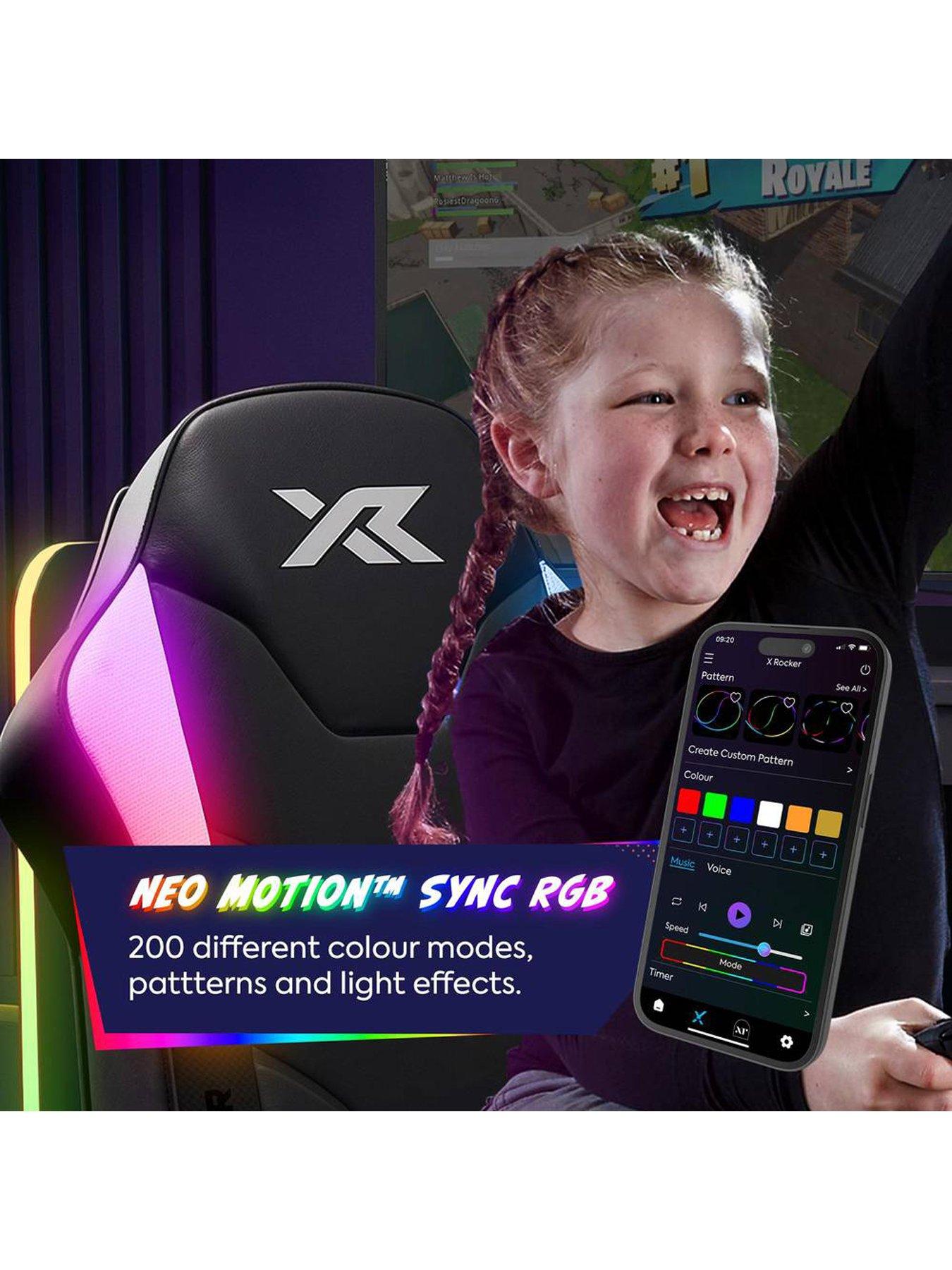 X Rocker Shadow RGB 2.0 Audio Floor Rocker Gaming Chair with App ...