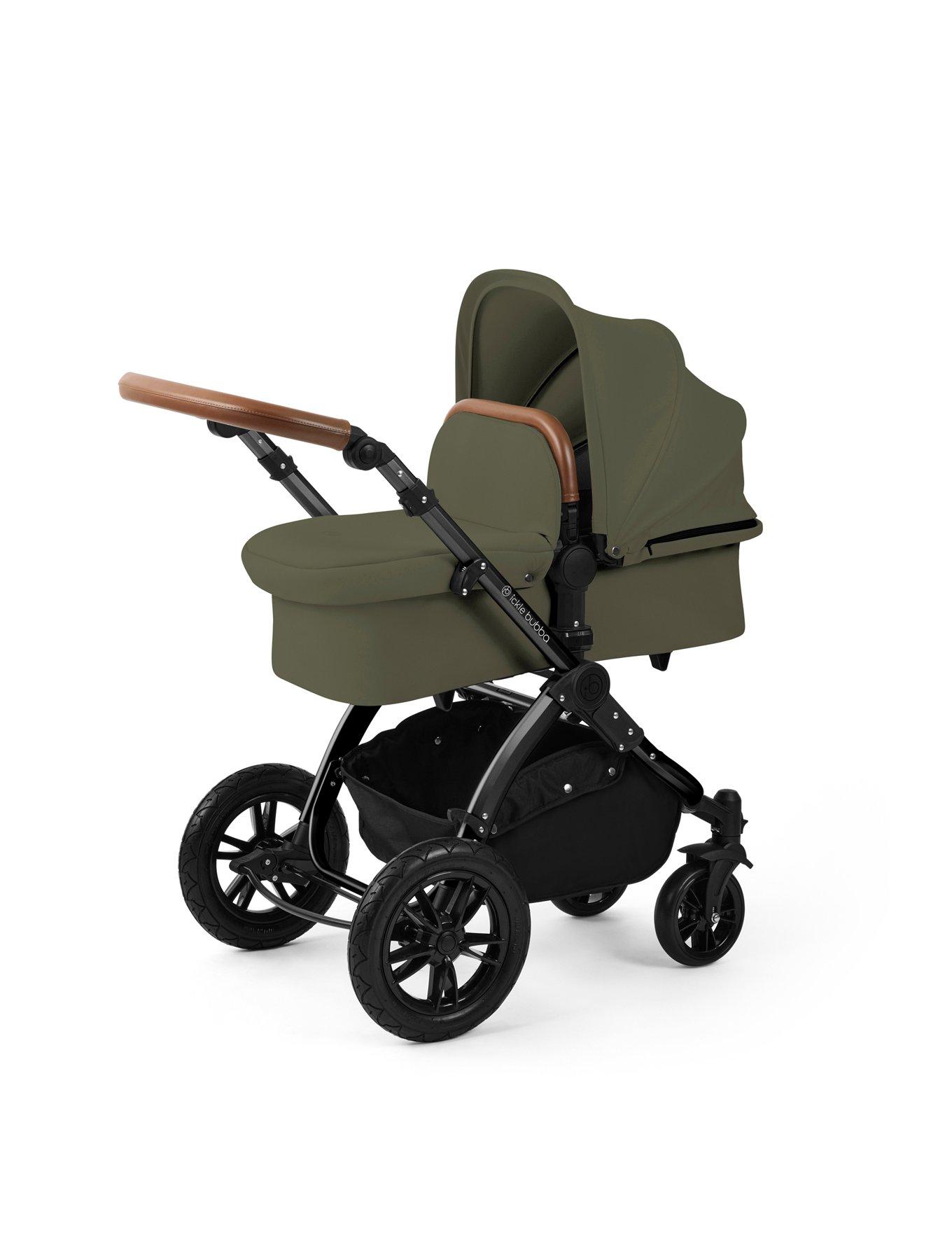 Image 2 of 7 of Ickle Bubba Stomp Luxe 12 Piece Travel System with i-Size Nimbus Car Seat & Spin ISOFIX Base - Black / Woodland / Tan