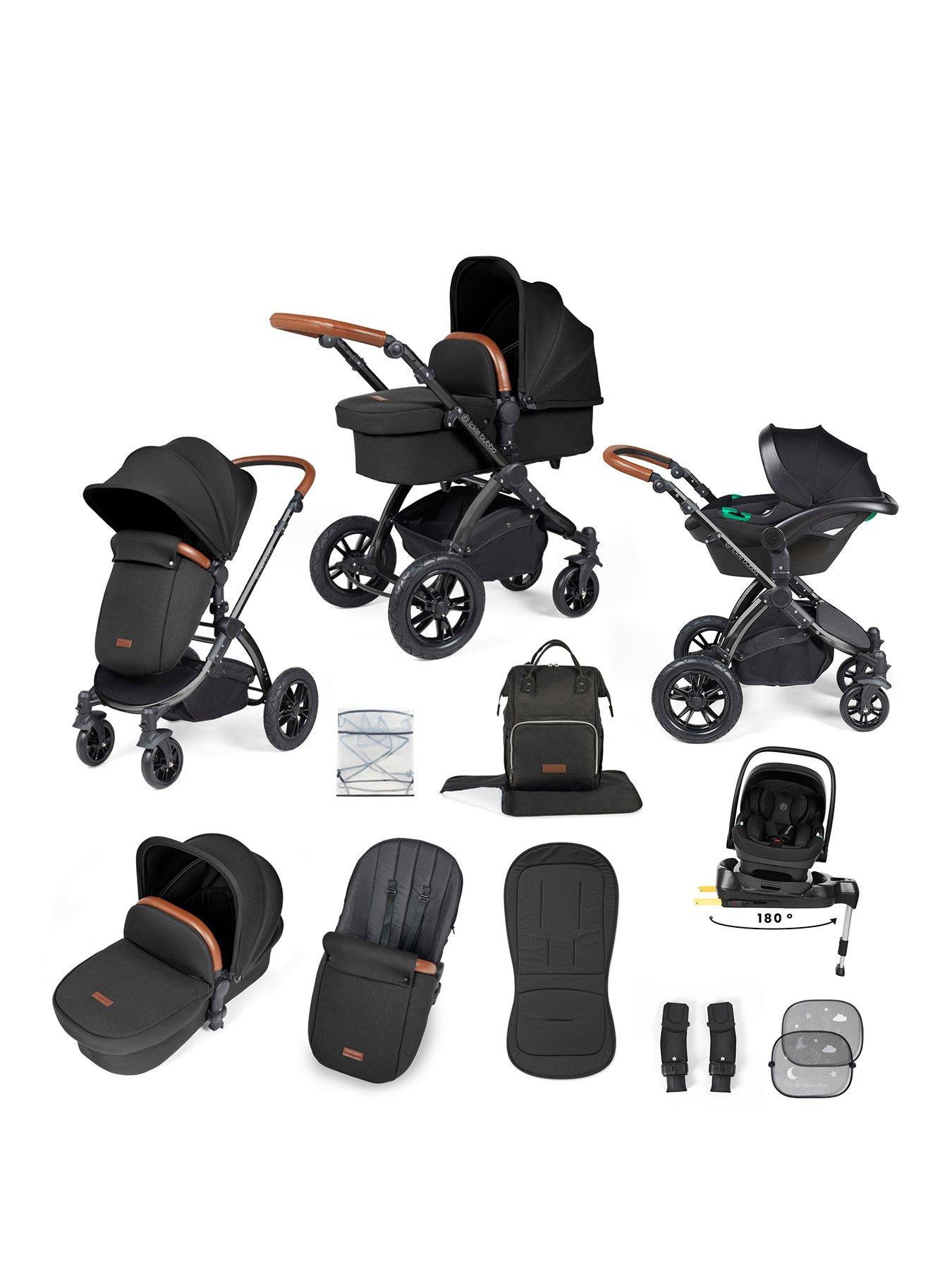 ickle-bubba-stomp-luxe-12-piece-travel-system-with-i-size-nimbus-car-seat-spin-isofix-base-black-midnight-tan