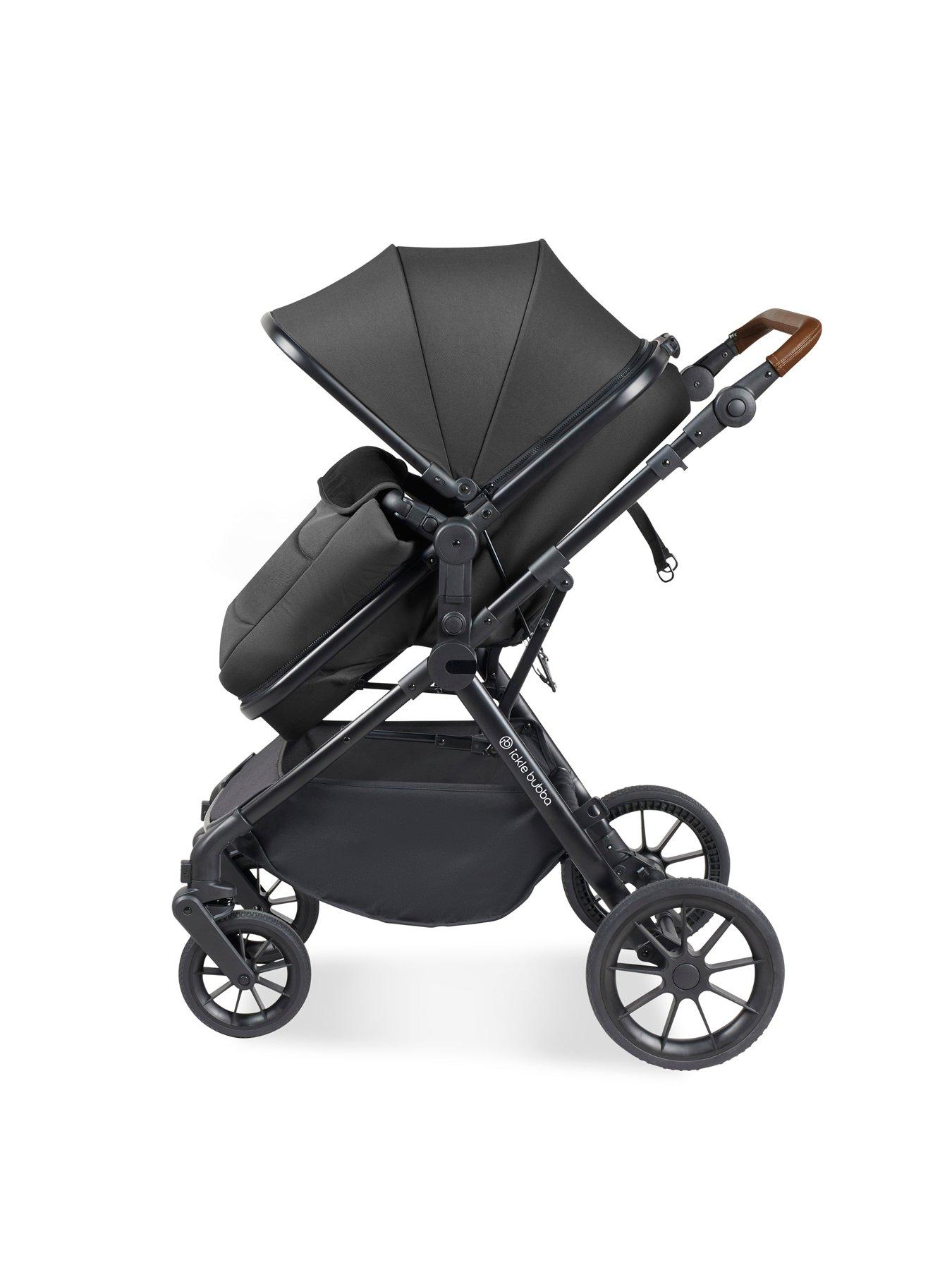 Image 3 of 7 of Ickle Bubba Cosmo 9 Piece Travel System with i-Size Nimbus Car Seat &amp; Spin ISOFIX Base - Black / Graphite Grey / Tan