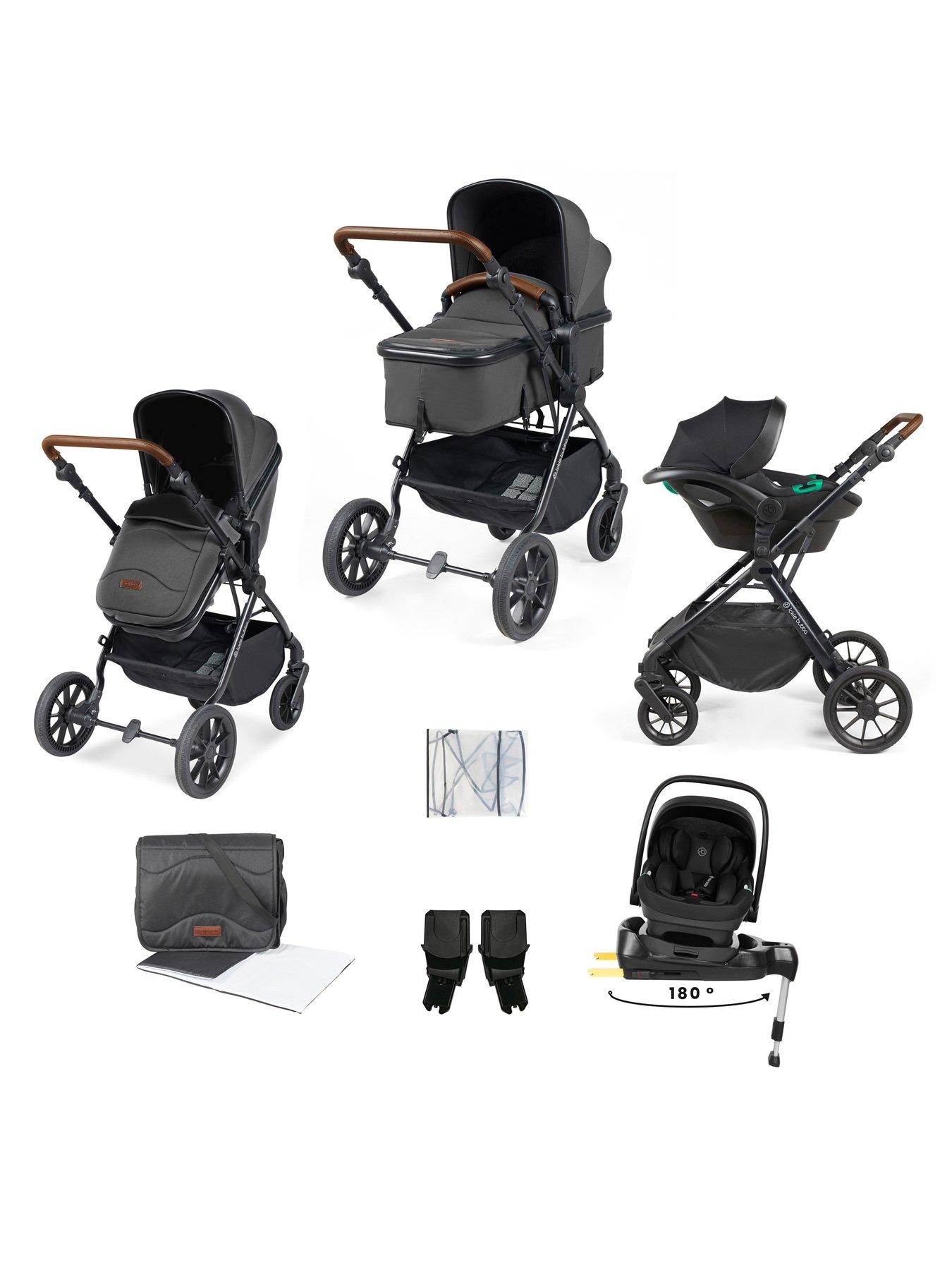 Image 7 of 7 of Ickle Bubba Cosmo 9 Piece Travel System with i-Size Nimbus Car Seat &amp; Spin ISOFIX Base - Black / Graphite Grey / Tan