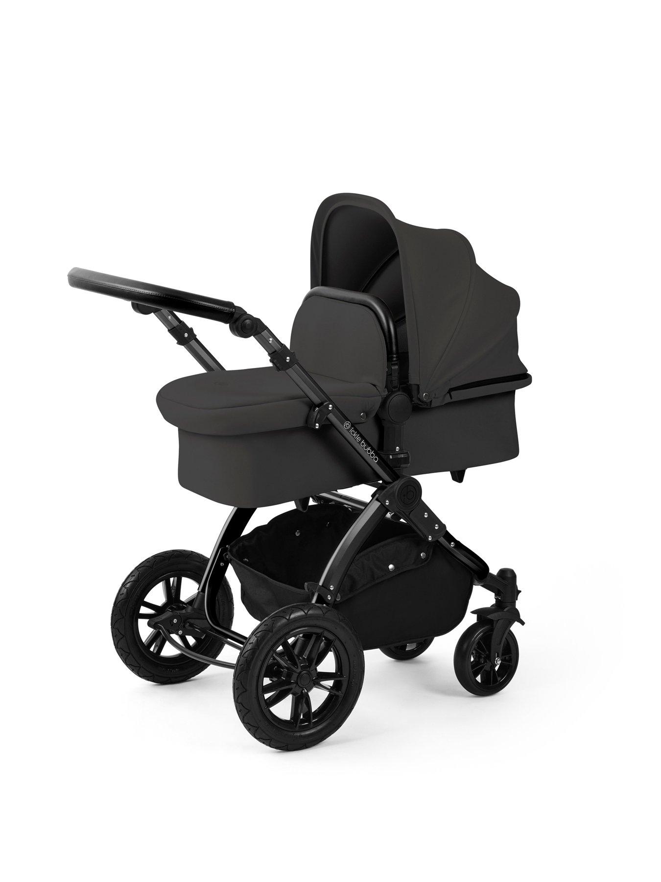 Image 2 of 7 of Ickle Bubba Stomp Luxe 12 Piece Travel system with i-Size Nimbus Car Seat & Spin ISOFIX Base - Black / Charcoal Grey / Black