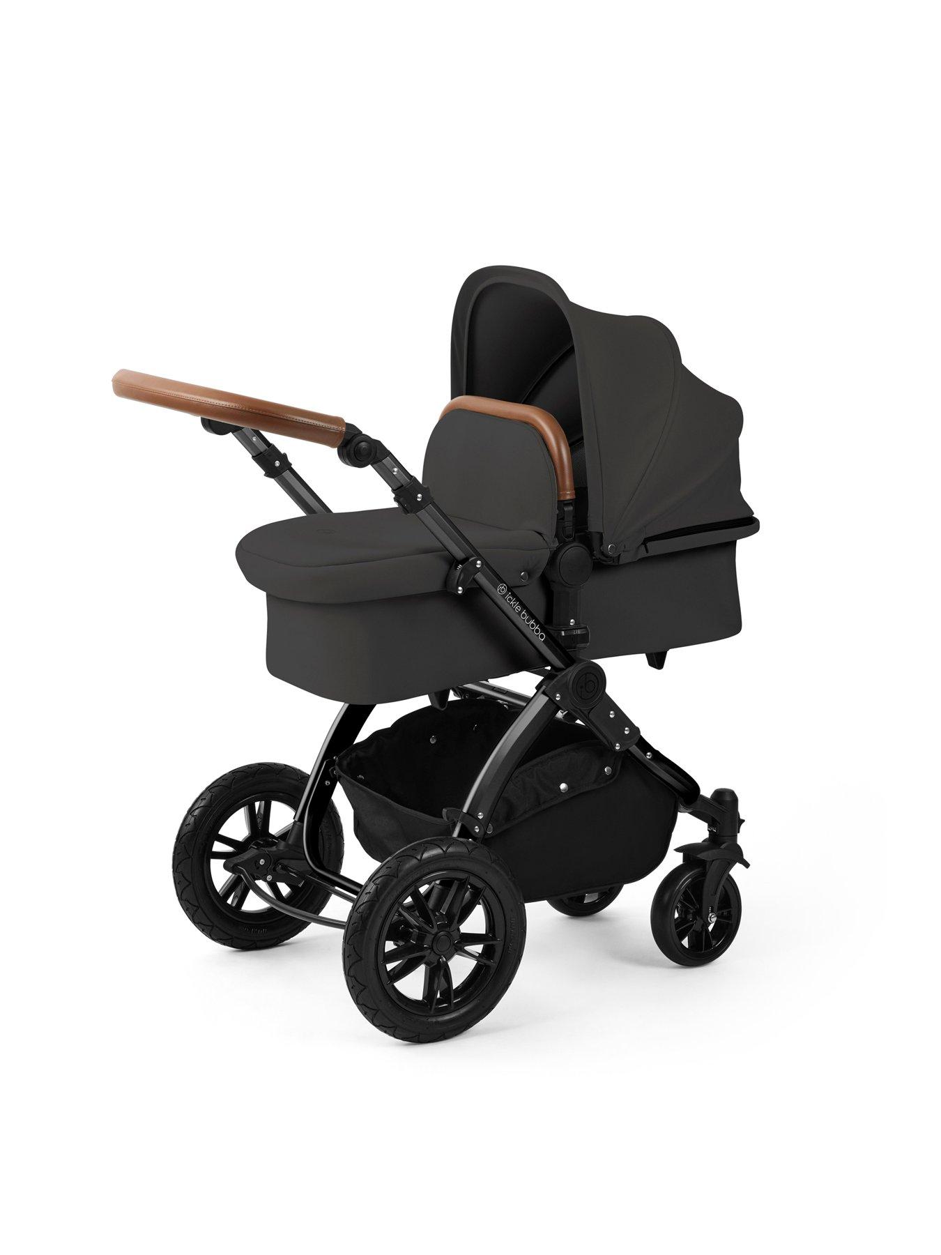 Image 2 of 7 of Ickle Bubba Stomp Luxe 12 Piece Travel system with i-Size Nimbus Car Seat & Spin ISOFIX Base - Black / Charcoal Grey / Tan