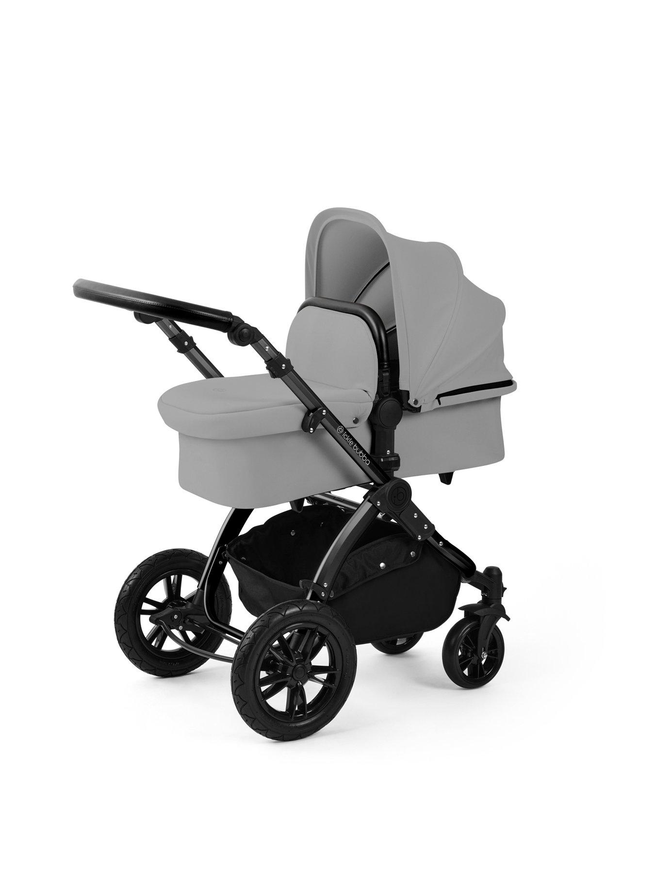 Image 2 of 7 of Ickle Bubba Stomp Luxe 12 Piece Travel System with i-Size Nimbus Car Seat & Spin ISOFIX - Black / Pearl Grey / Black