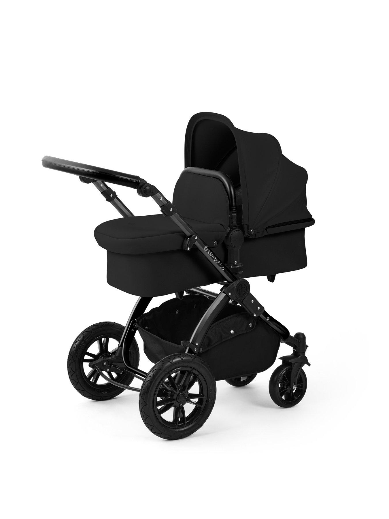 Image 2 of 7 of Ickle Bubba Stomp Luxe 12 Piece Travel System with i-Size Nimbus Car Seat & Spin ISOFIX Base - Black / Midnight / Black